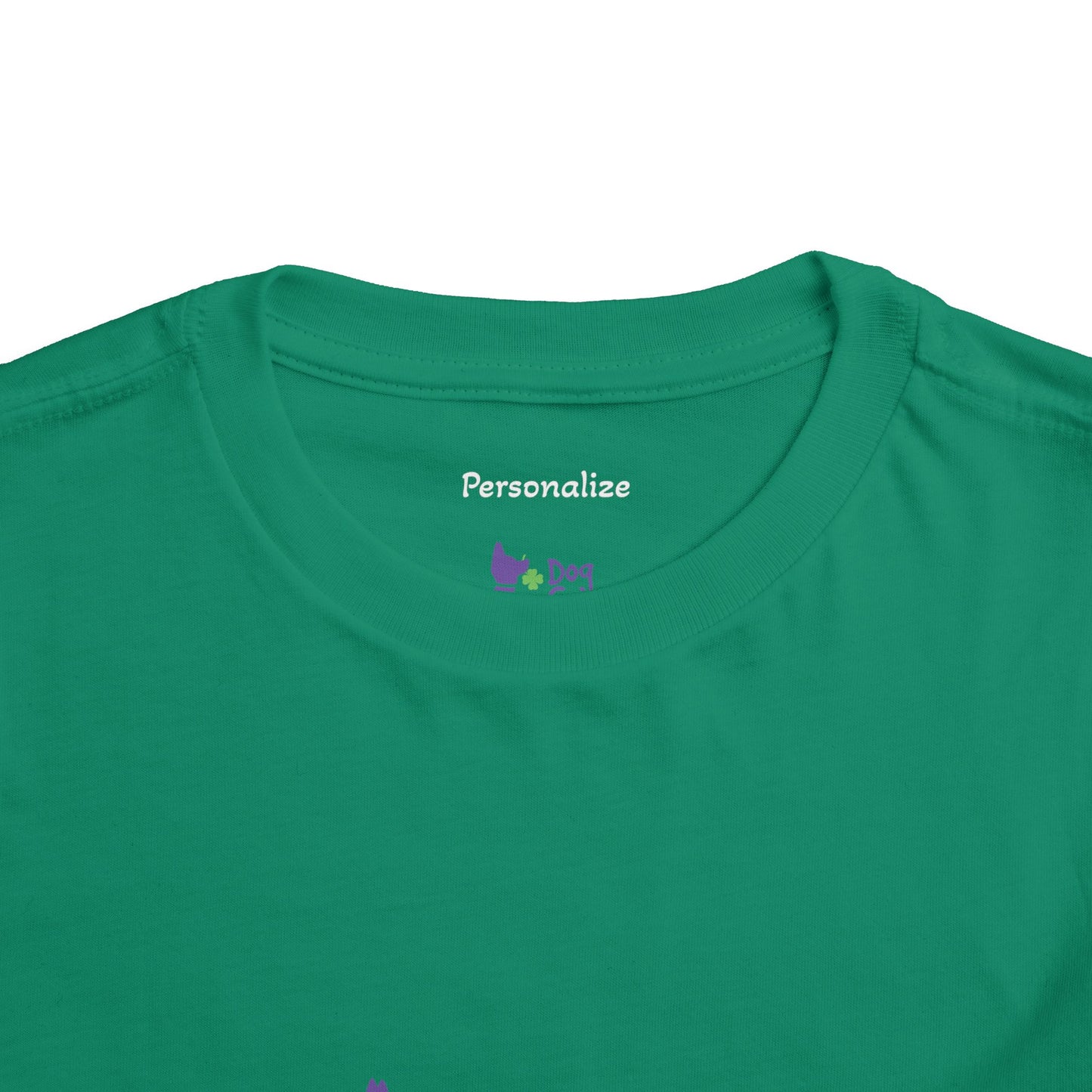 Doggone Lucky Personalized Neck Label Toddler Tee - Cute Large Lucky Pup on front and back