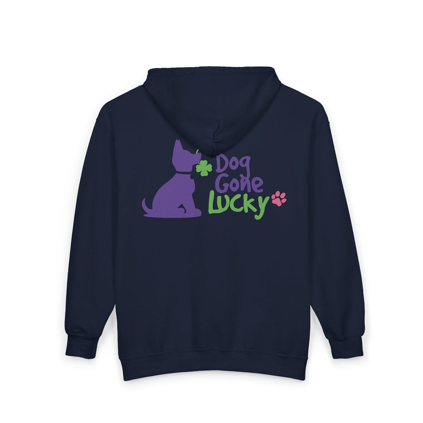 Doggone Lucky Adult Zip-up Hoodie - Graphic on back