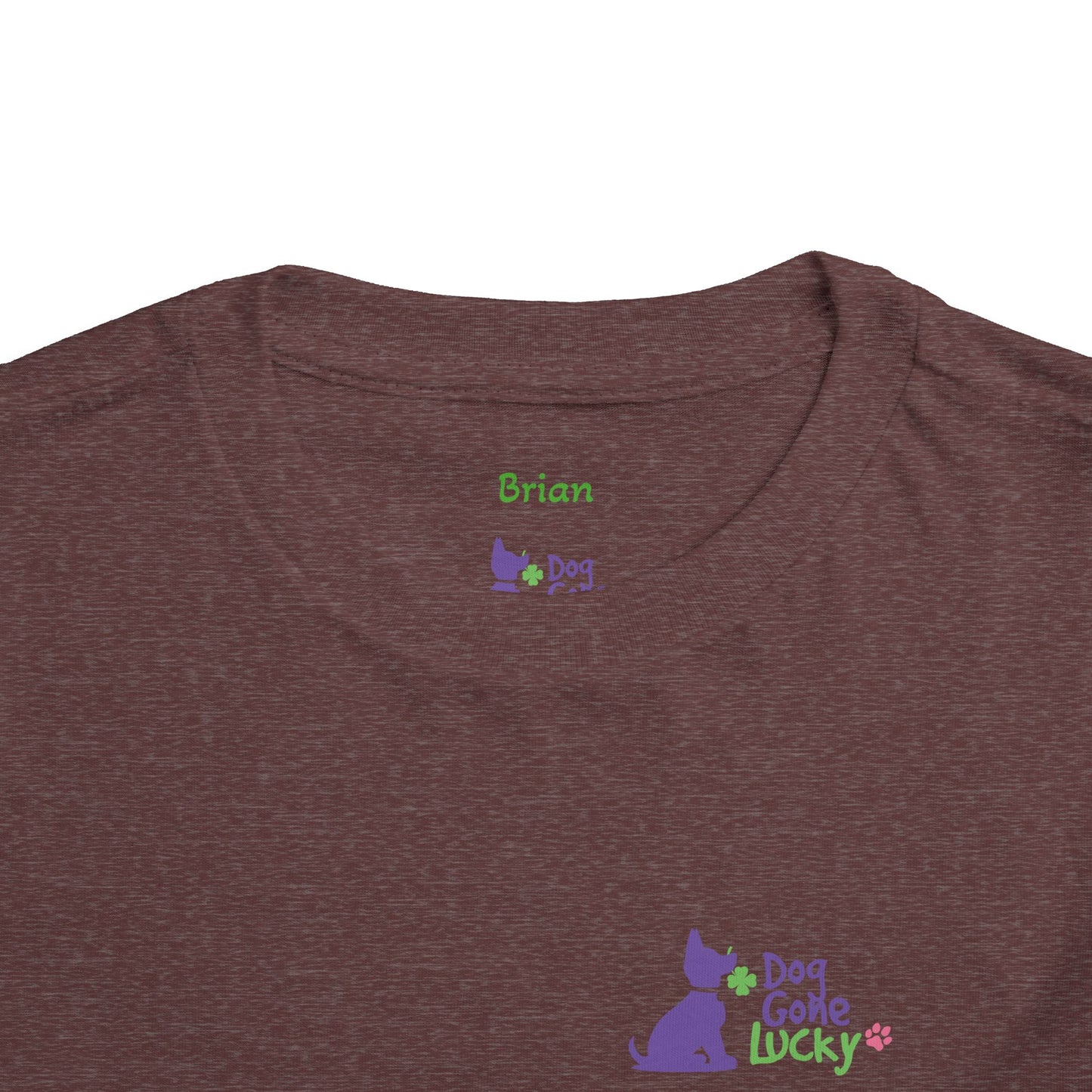 Doggone Personalized Neck Label Toddler Tee - Lucky Pup Graphic on Back and Front