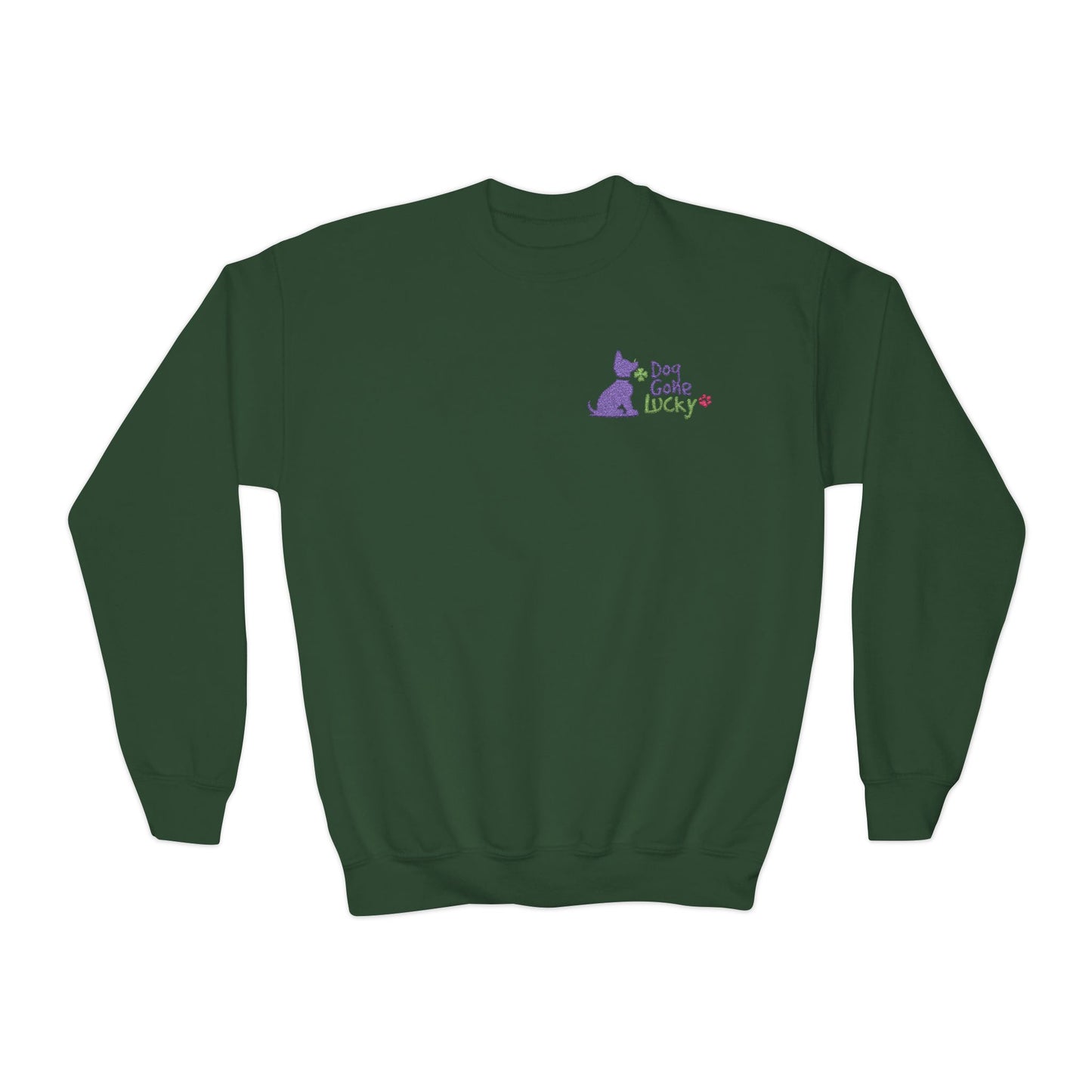 Doggone Lucky Embroidered Youth Crewneck Sweatshirt