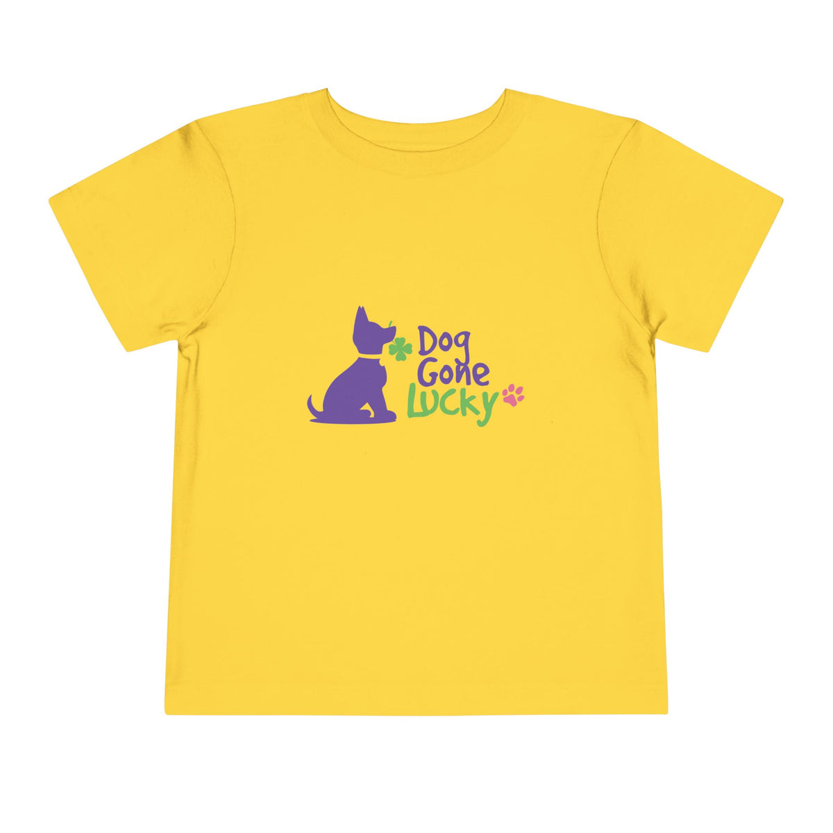 Doggone Lucky Personalized Neck Label Toddler Tee - Printed Lucky Pup on Front and Back