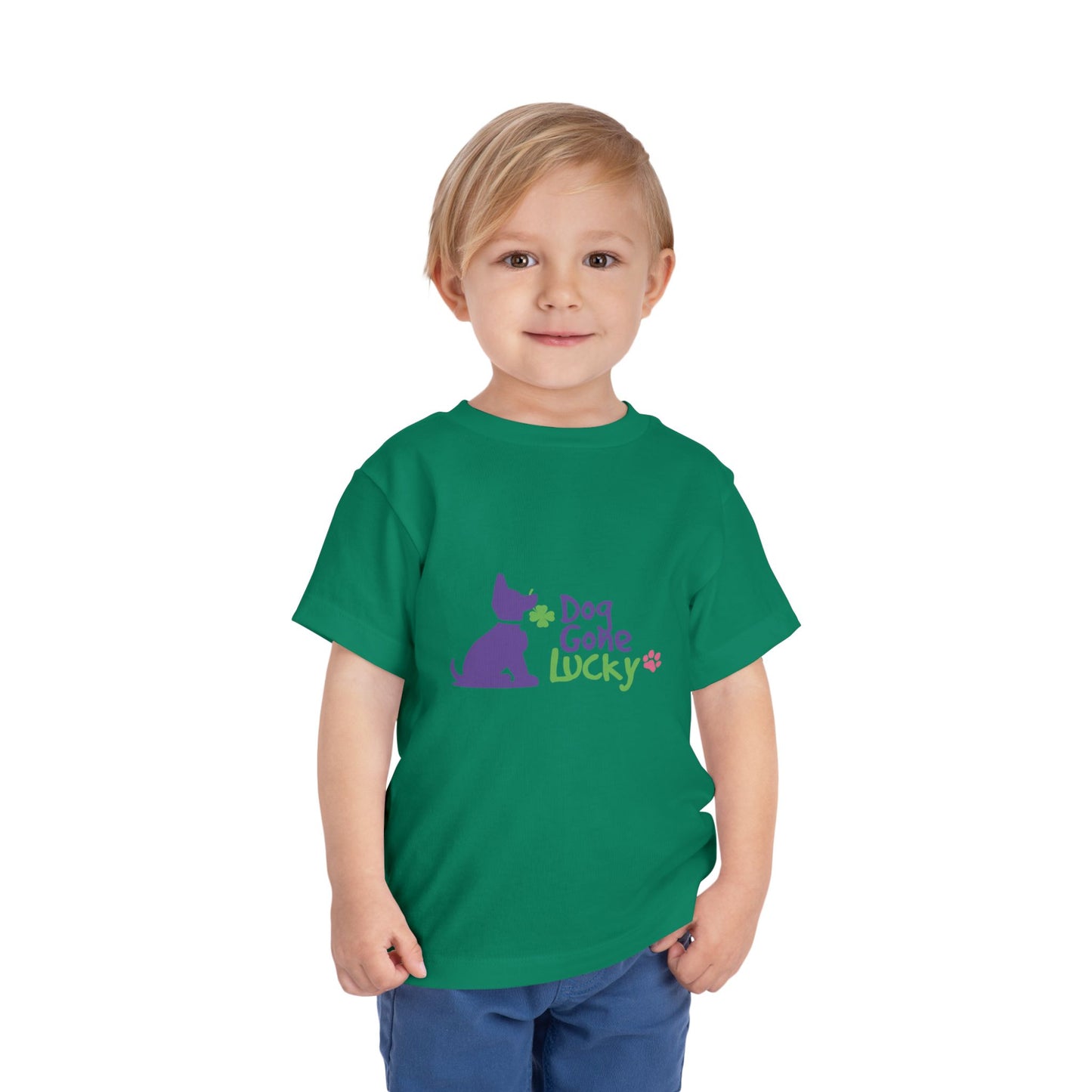 Dog Gone Lucky Toddler Tee - Cute Purple Lucky Pup on front and back