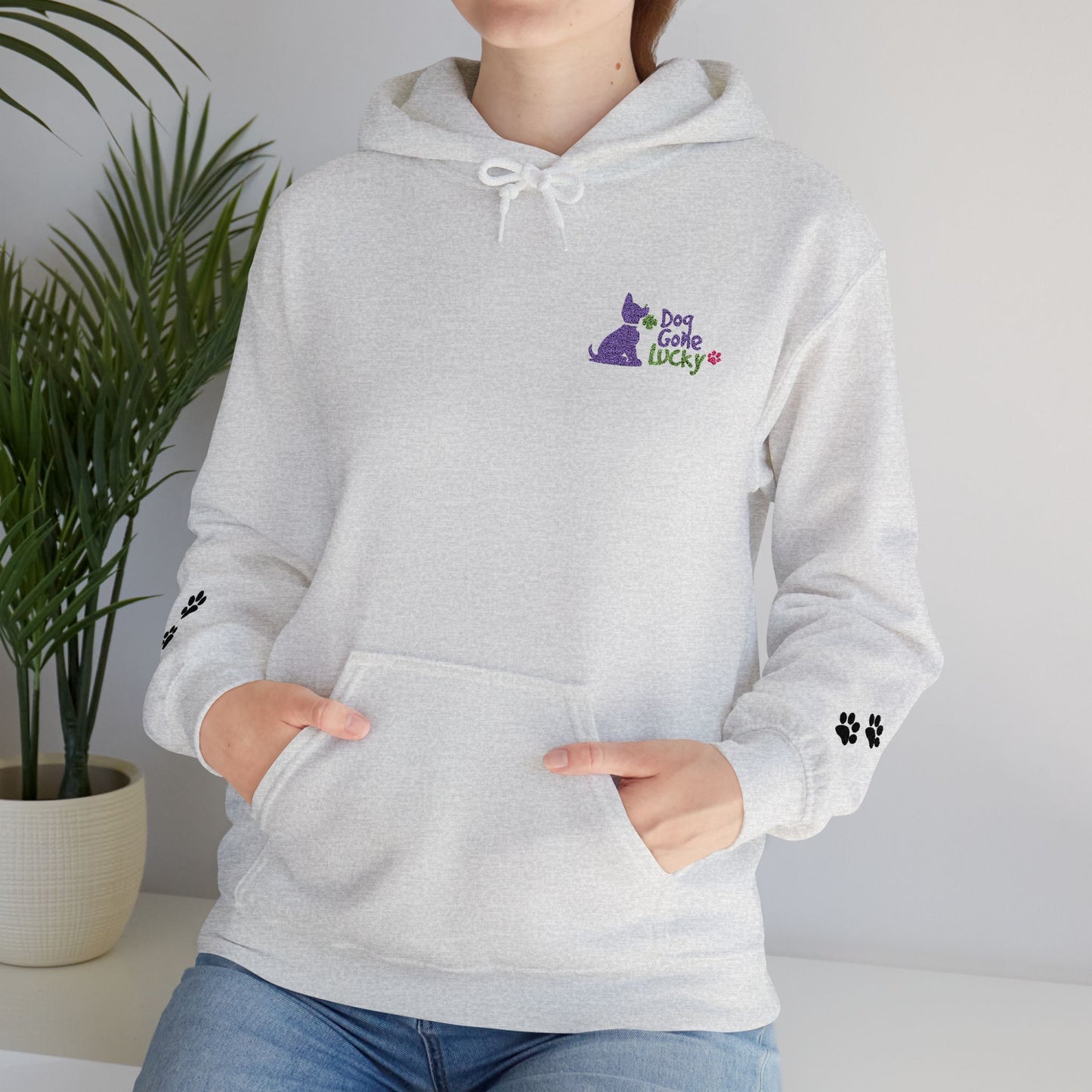 Doggone Lucky Adult Hoodie - Embroidered Lucky Pup on Chest