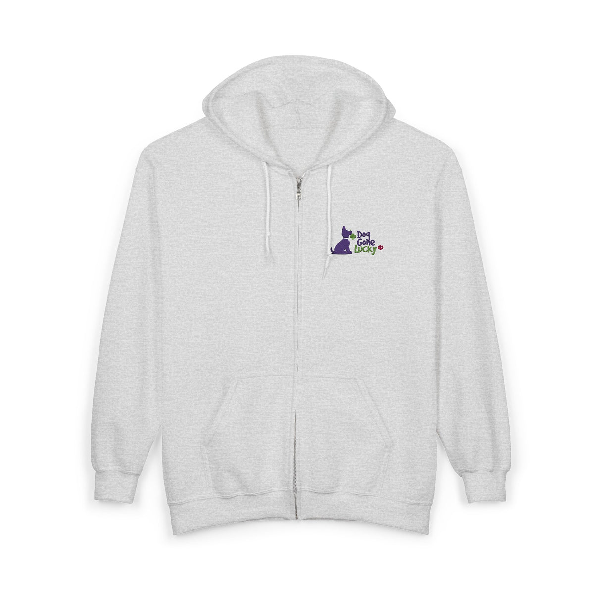 Doggone Lucky Heavy Blend™ Full Zip Hooded Sweatshirt - Embroidered Lucky Pup on Chest