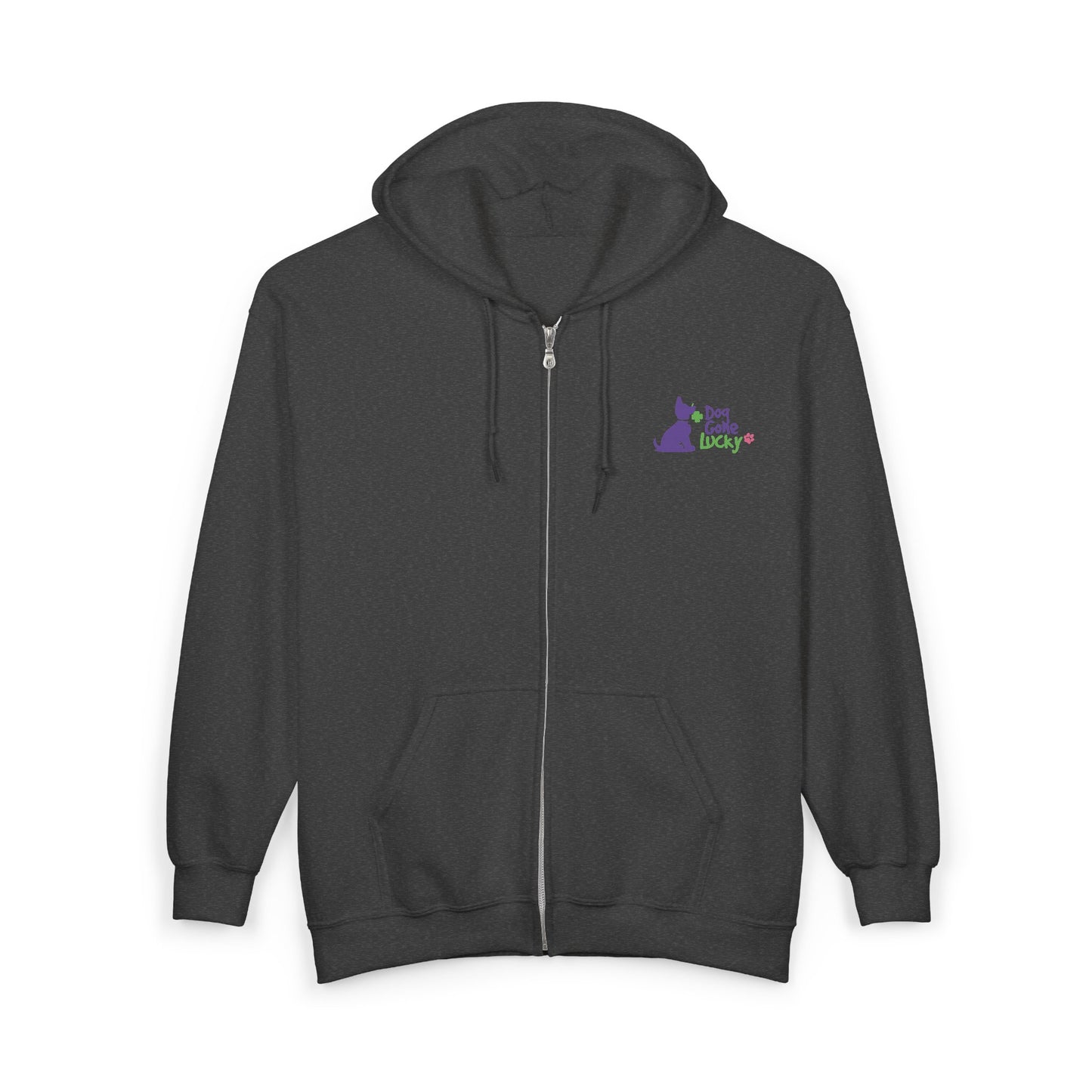 Doggone Lucky Adult Zip-up Hoodie - Graphic on back