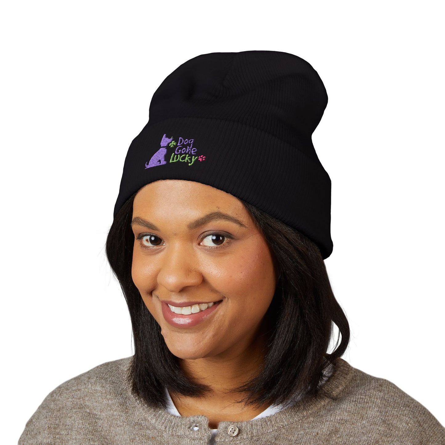 Doggone Lucky Embroidered Beanie