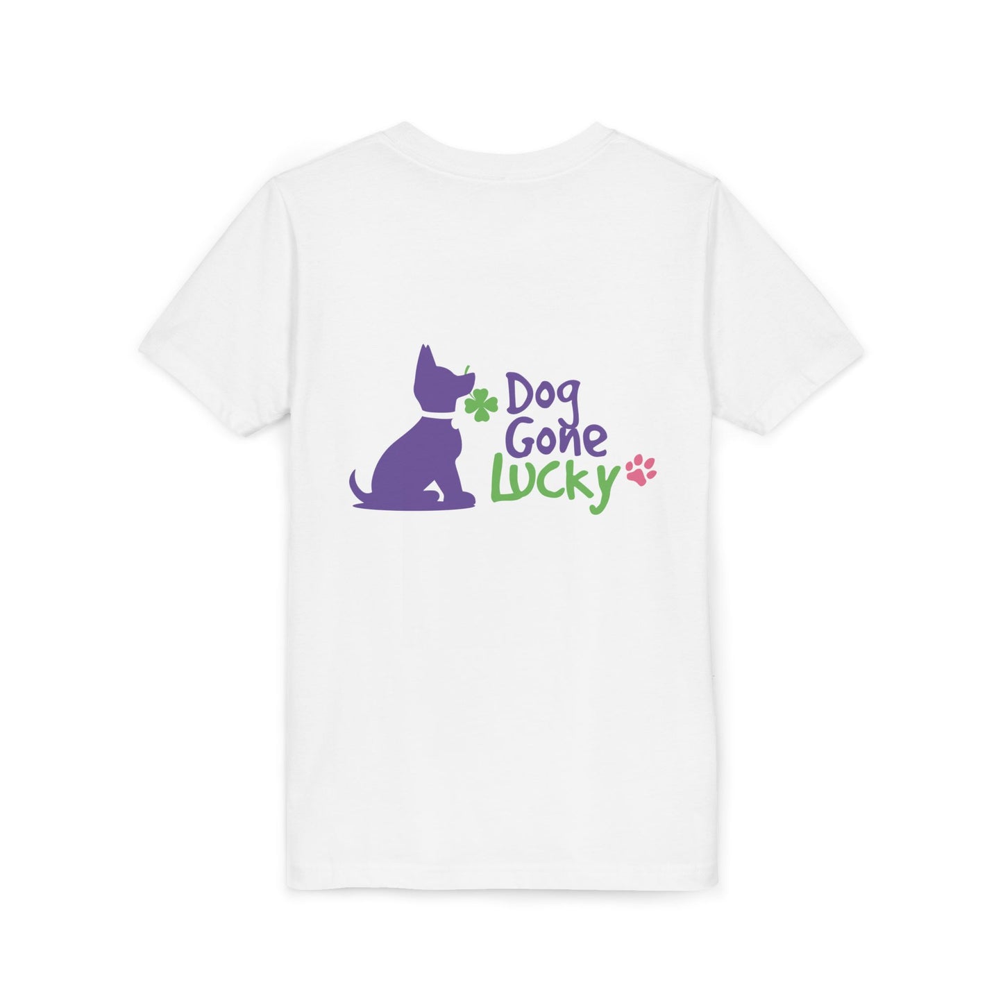 Doggone Lucky Personalized Neck Label Youth Tee - Cute Lucky Pup on Front and Back