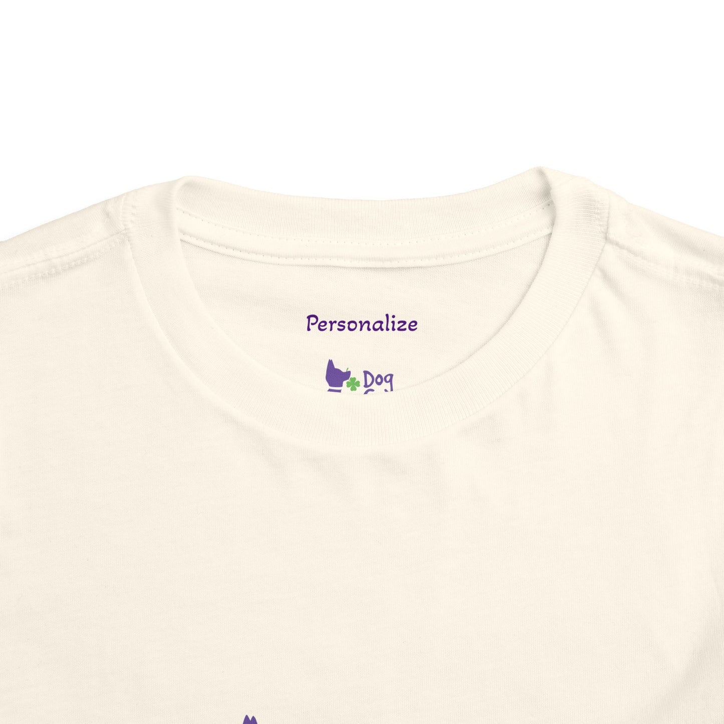 Doggone Lucky Personalized Neck Label Toddler Tee - Cute Large Lucky Pup on front and back