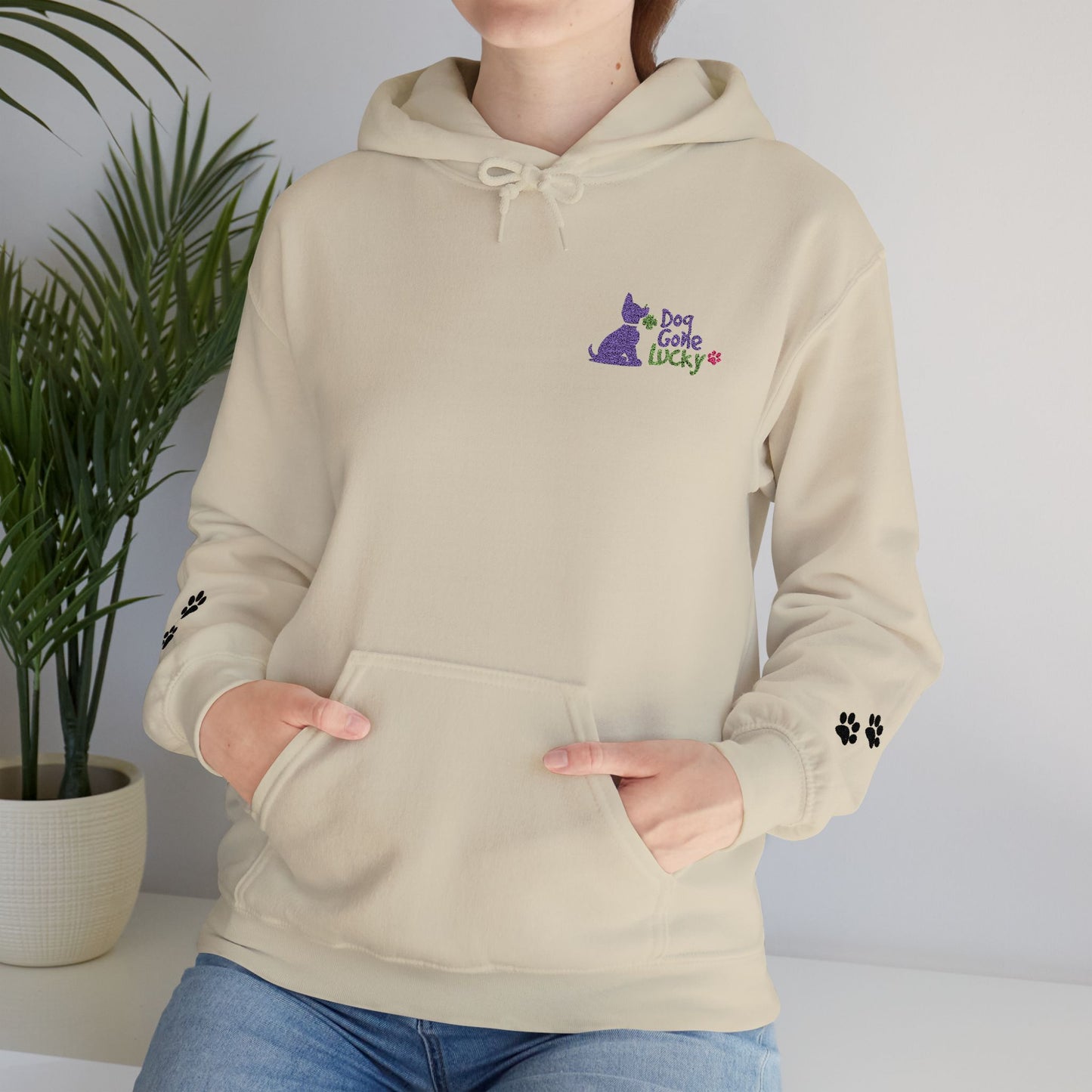 Doggone Lucky Adult Hoodie - Embroidered Lucky Pup on Chest