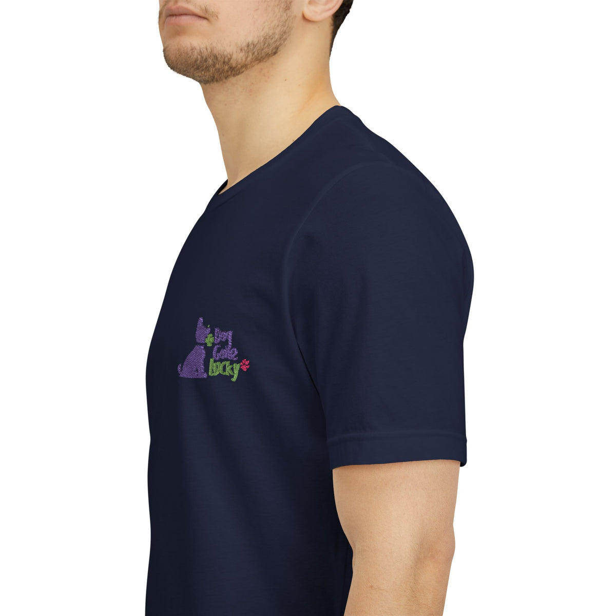 Doggone Lucky Adult Tee - Embroidered Lucky Pup on the Chest