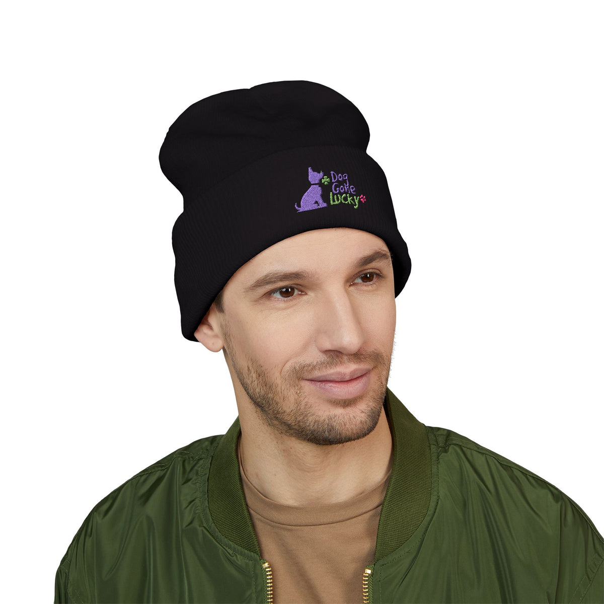 Doggone Lucky Embroidered Beanie