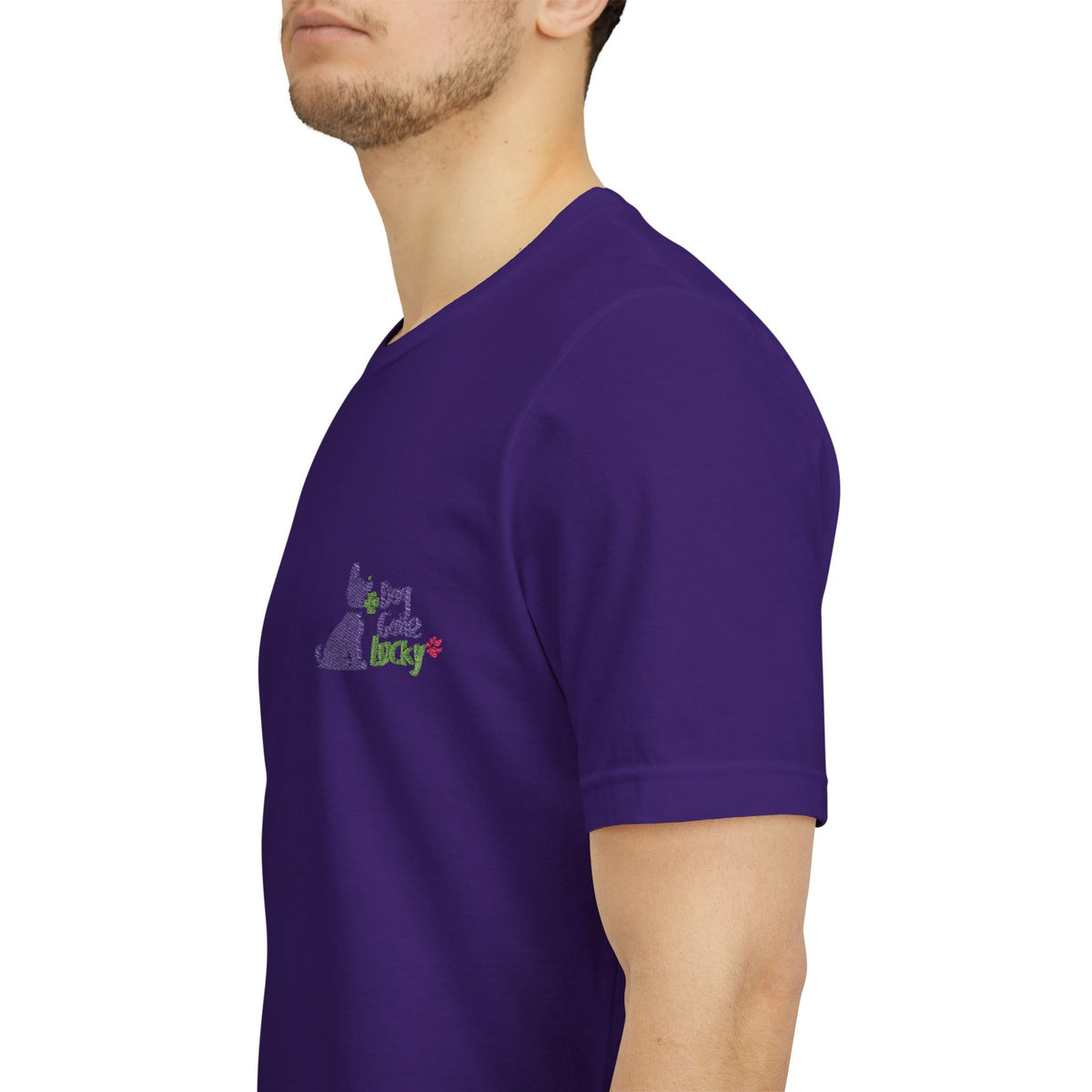 Doggone Lucky Adult Tee - Embroidered Lucky Pup on the Chest