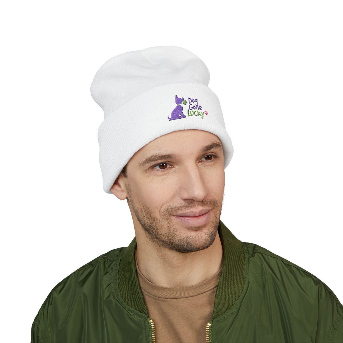 Doggone Lucky Embroidered Beanie