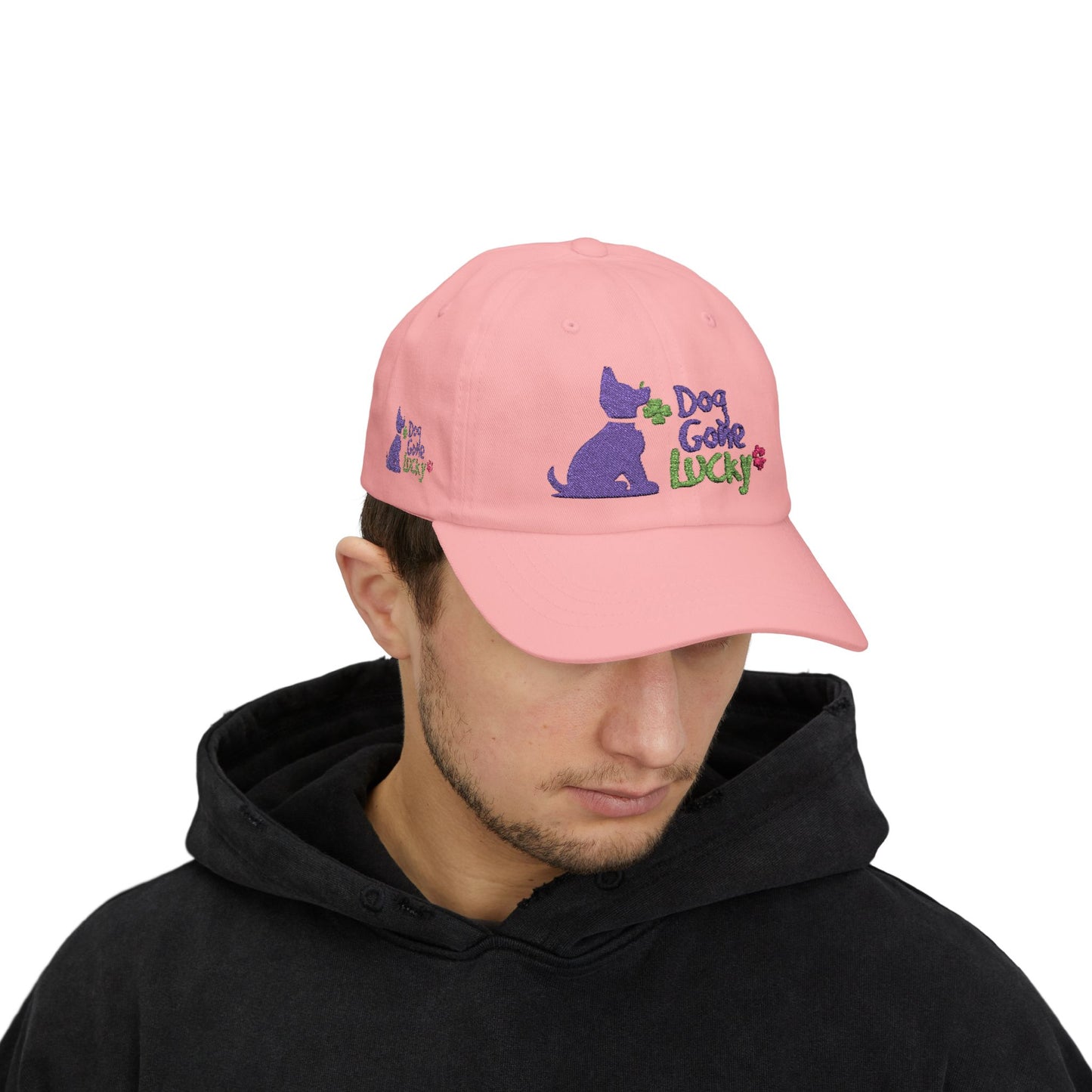Doggone Lucky Dad Cap — Embroidered Purple Pup Baseball Hat