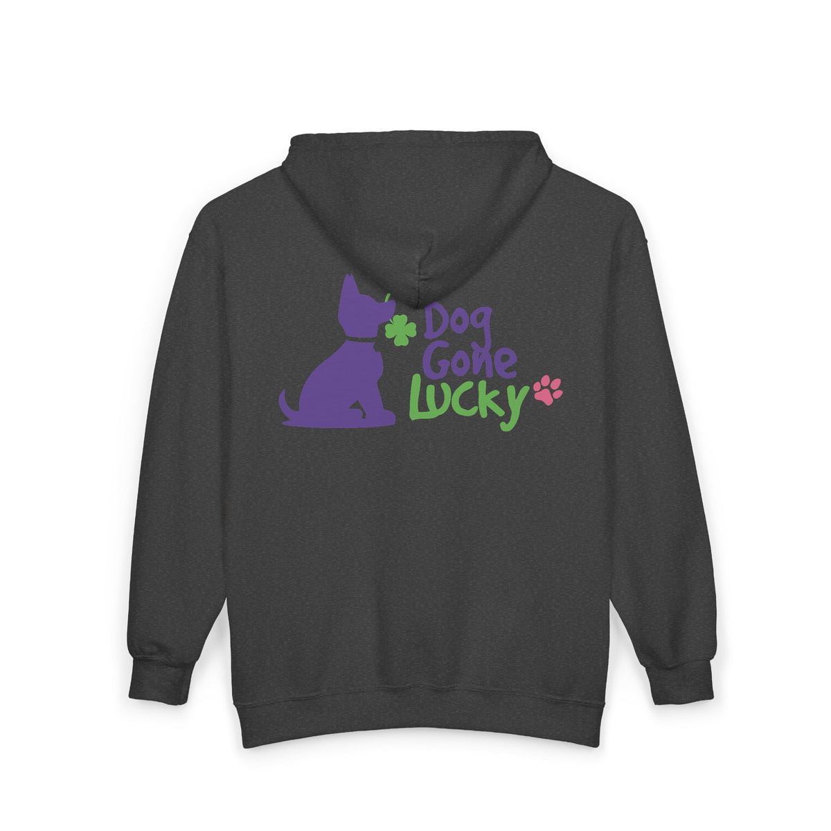Doggone Lucky Adult Zip-up Hoodie - Printed Lucky Pup on Chest and Back