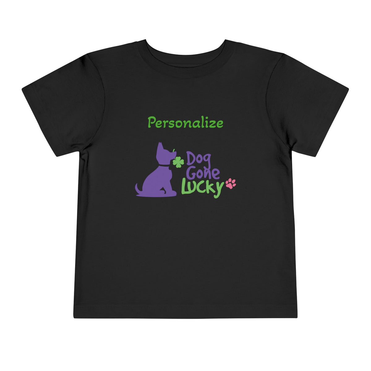 Doggone Lucky Personalized Toddler Tee - Printed Lucky Pup on Front
