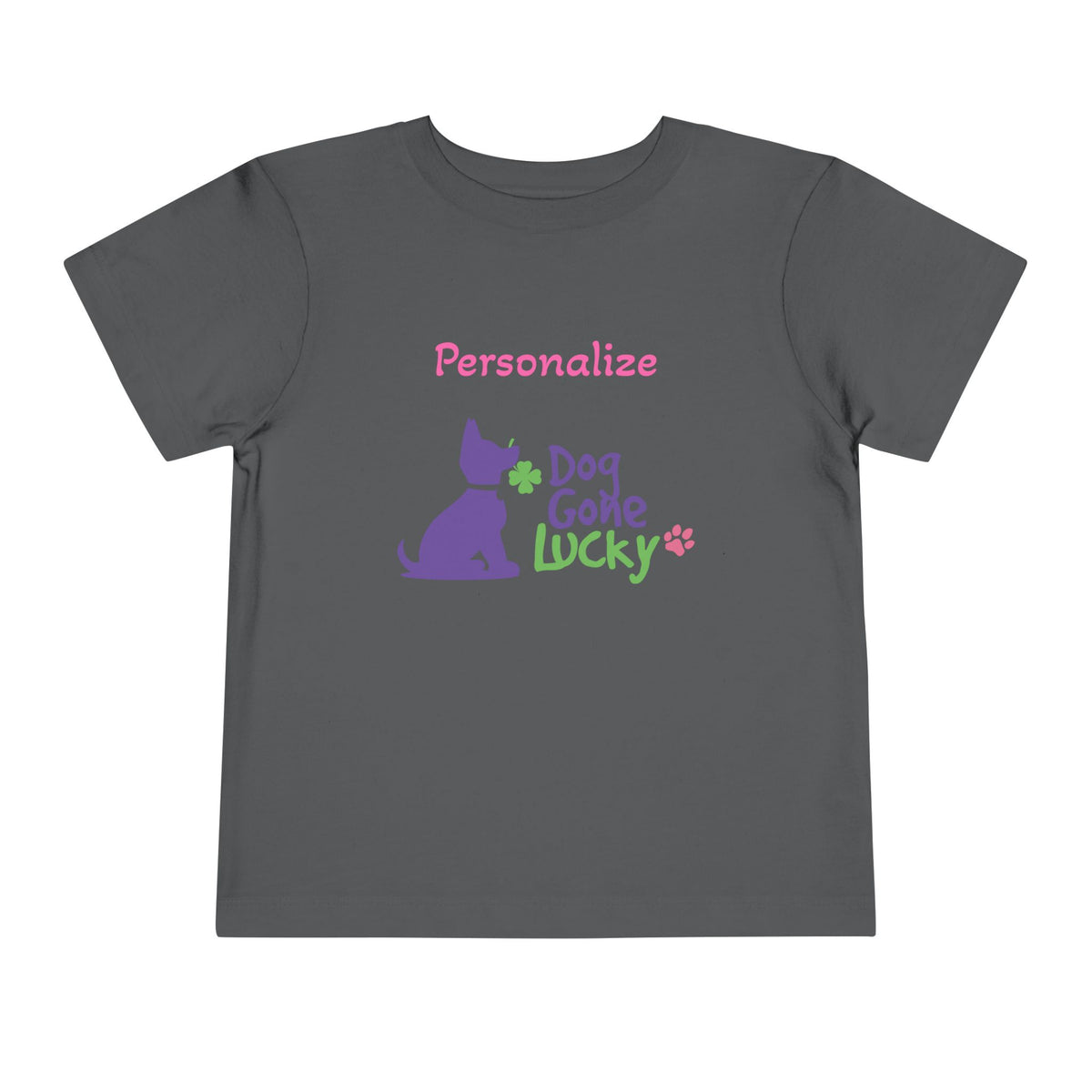 Doggone Lucky Personalized Toddler Tee - Printed Lucky Pup on Front