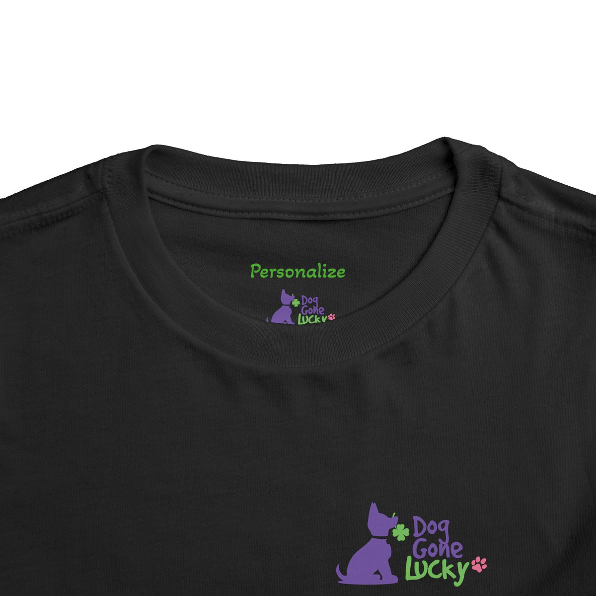 Doggone Lucky Personalized Toddler Tee - "Dog Gone Lucky" Cute Purple Pup St. Patrick's Day Shirt