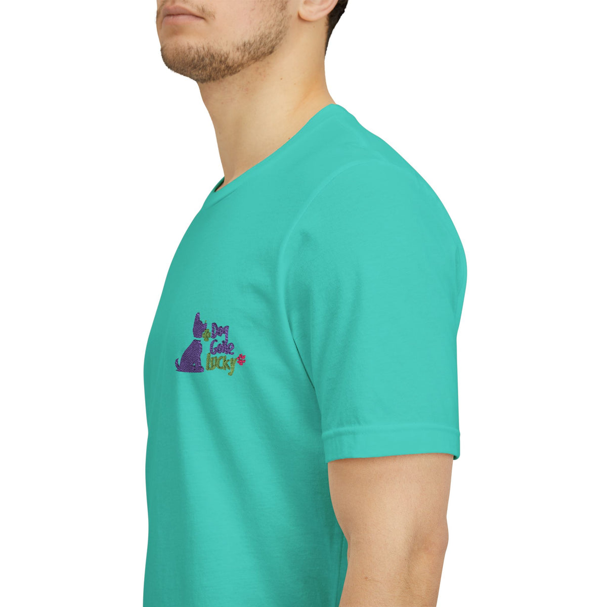Doggone Lucky Adult Tee - Embroidered Lucky Pup on the Chest