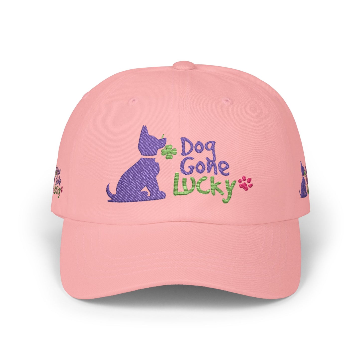 Doggone Lucky Dad Cap — Embroidered Purple Pup Baseball Hat