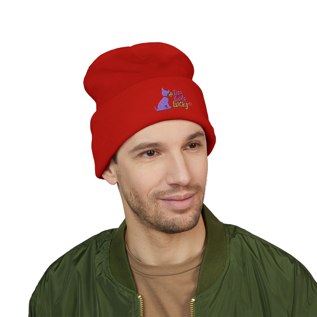 Doggone Lucky Embroidered Beanie