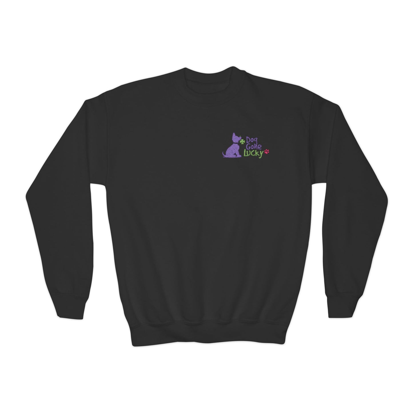 Doggone Lucky Embroidered Youth Crewneck Sweatshirt