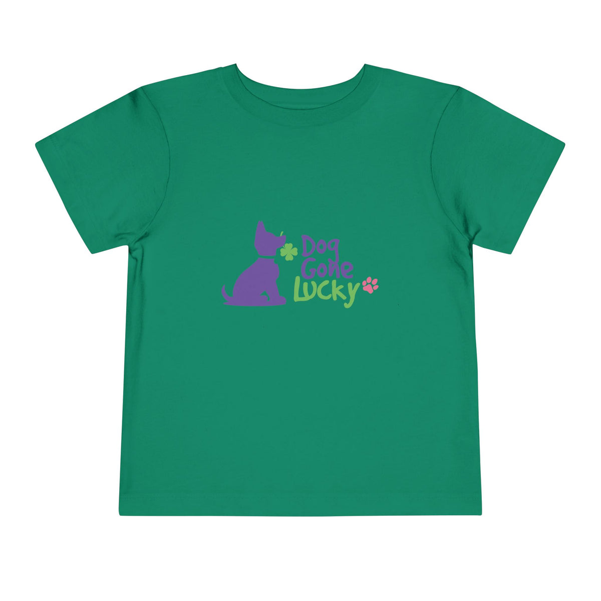 Doggone Lucky Personalized Neck Label Toddler Tee - Printed Lucky Pup on Front and Back
