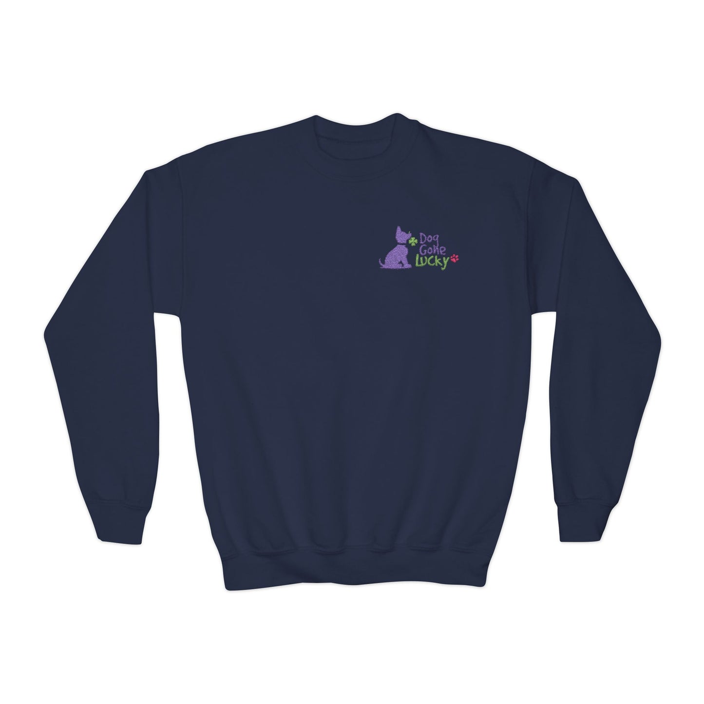 Doggone Lucky Embroidered Youth Crewneck Sweatshirt