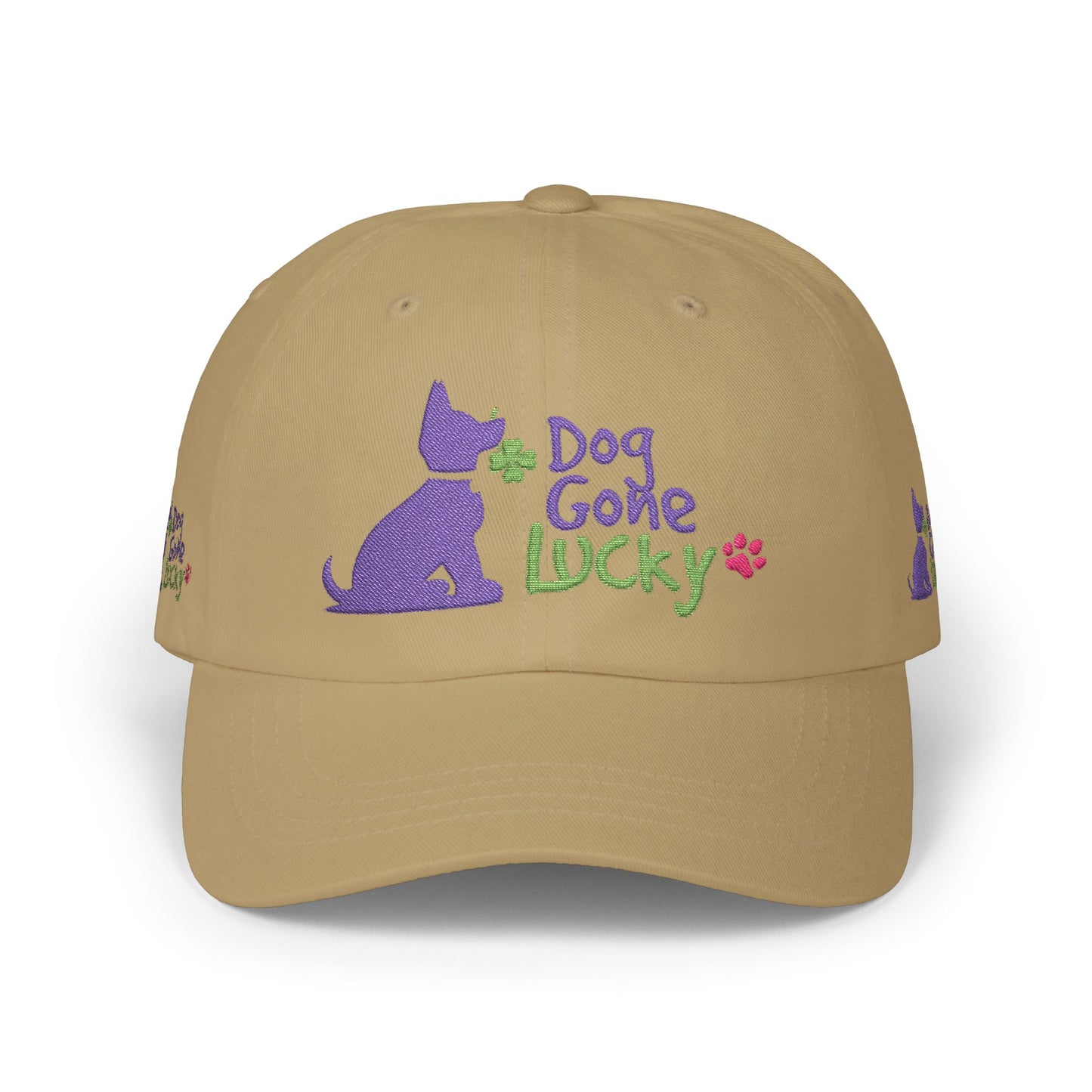 Doggone Lucky Dad Cap — Embroidered Purple Pup Baseball Hat