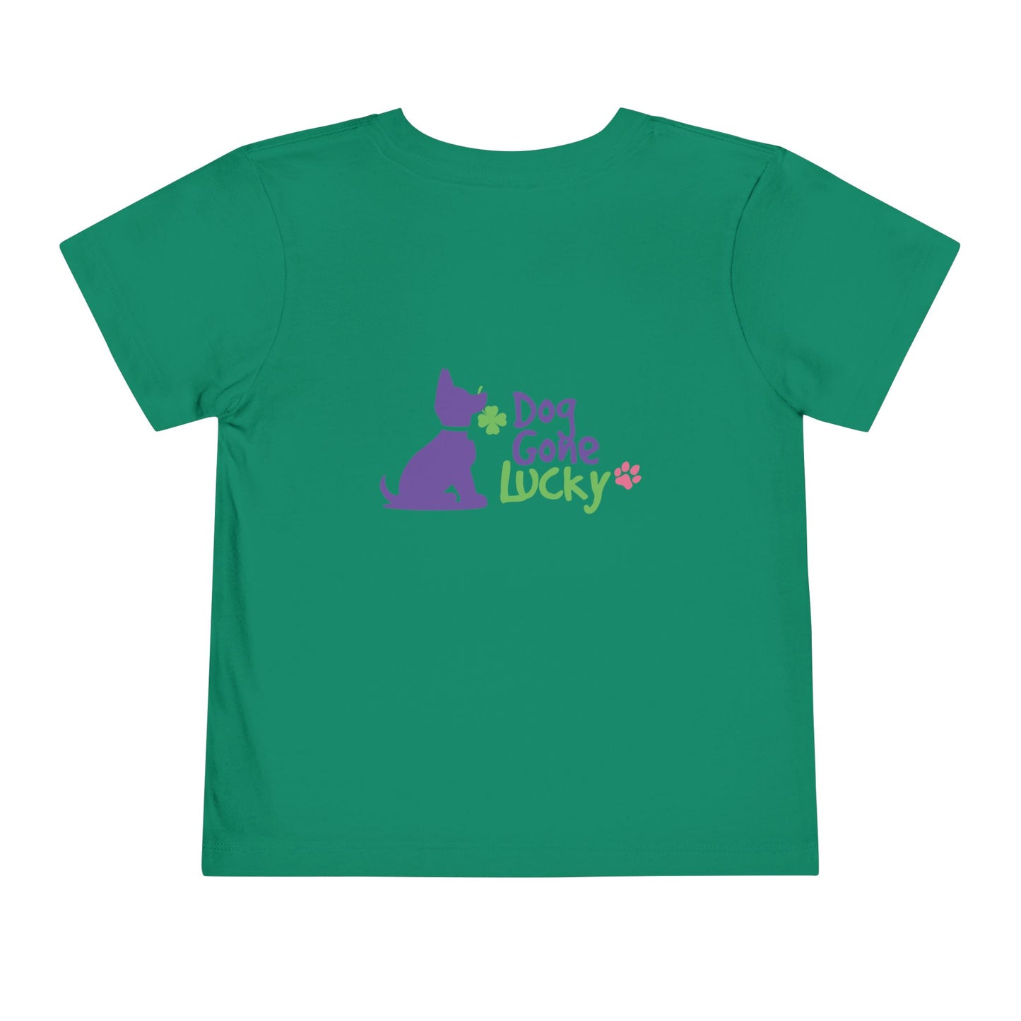 Doggone Personalized Neck Label Toddler Tee - Cute Lucky Pup on Front and Back