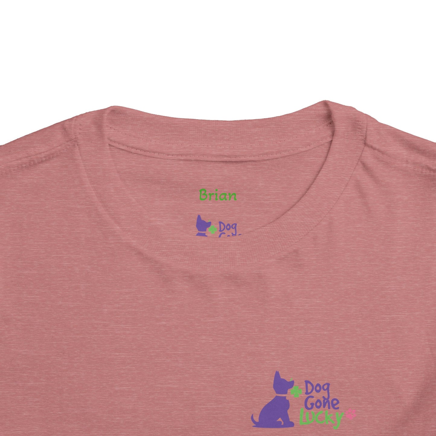 Doggone Personalized Neck Label Toddler Tee - Lucky Pup Graphic on Back and Front