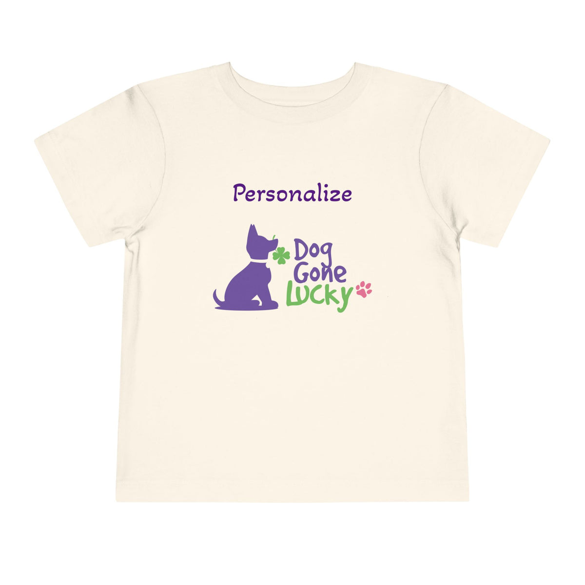 Doggone Lucky Personalized Toddler Tee - Printed Lucky Pup on Front
