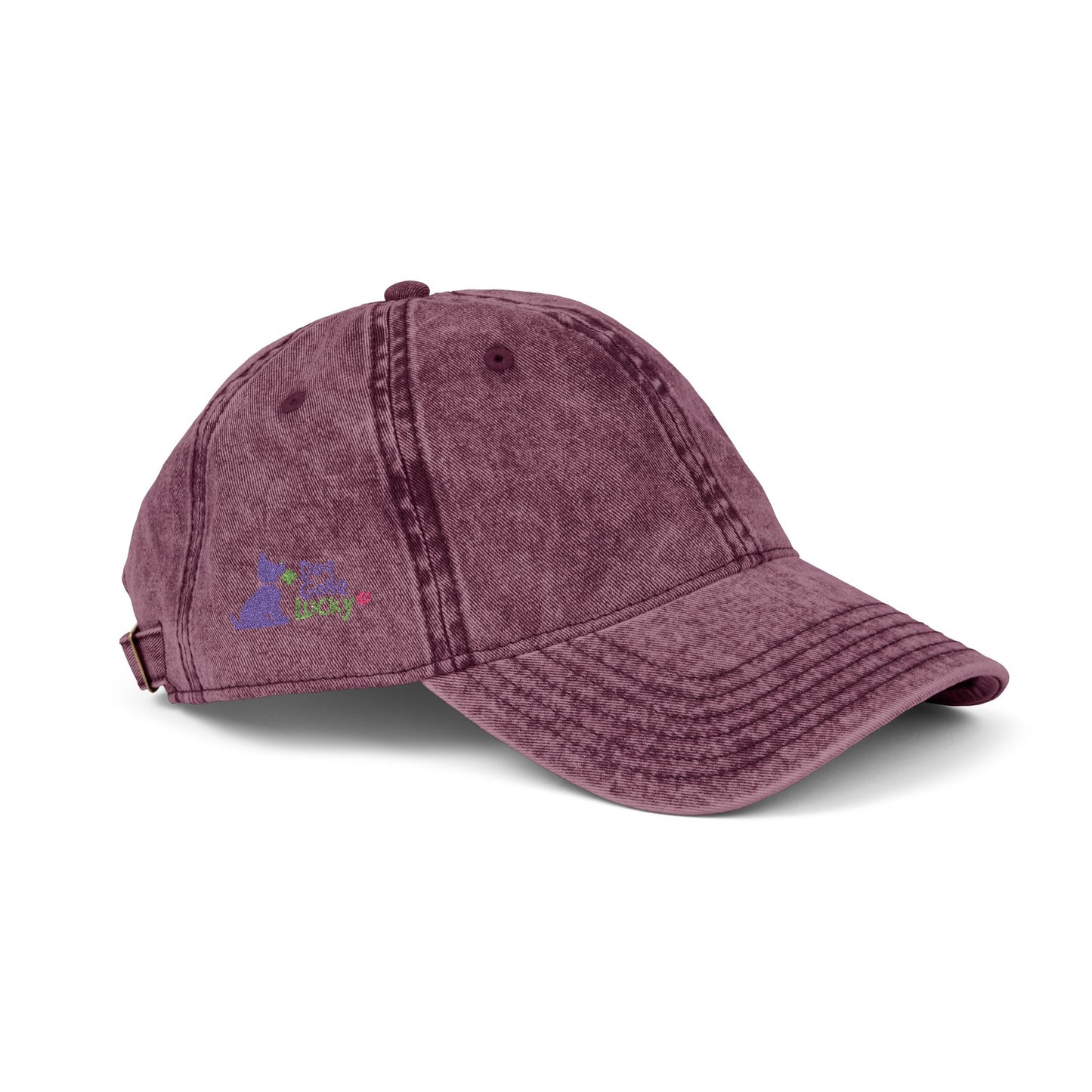 Embroidered 'Doggone Lucky' Vintage Cap