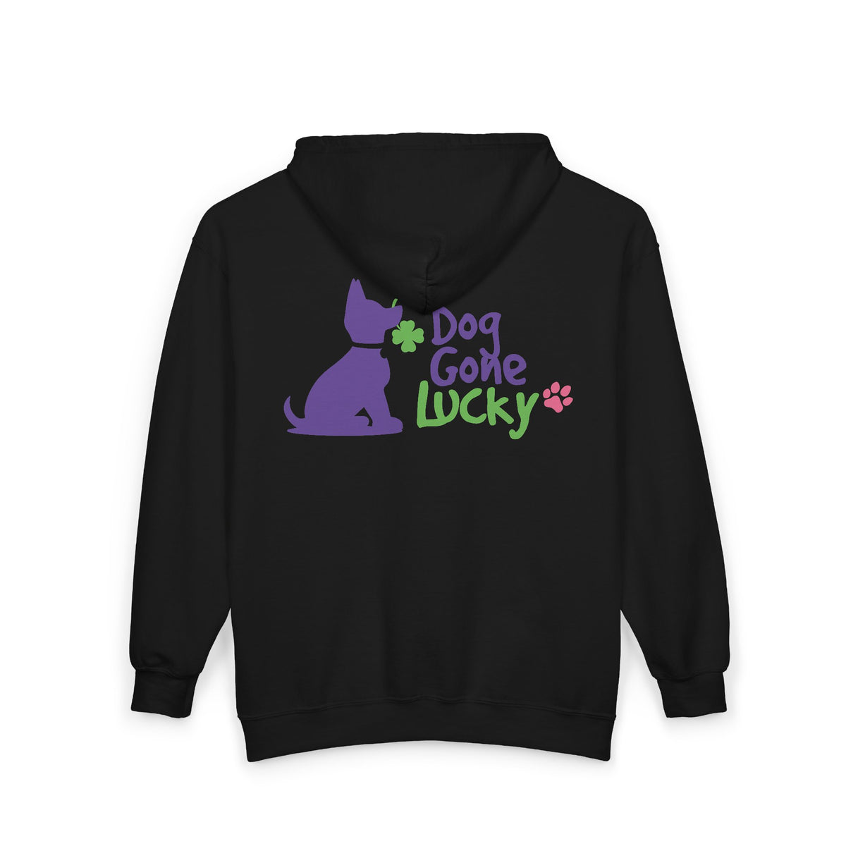 Doggone Lucky Adult Zip-up Hoodie - Printed Lucky Pup on Chest and Back