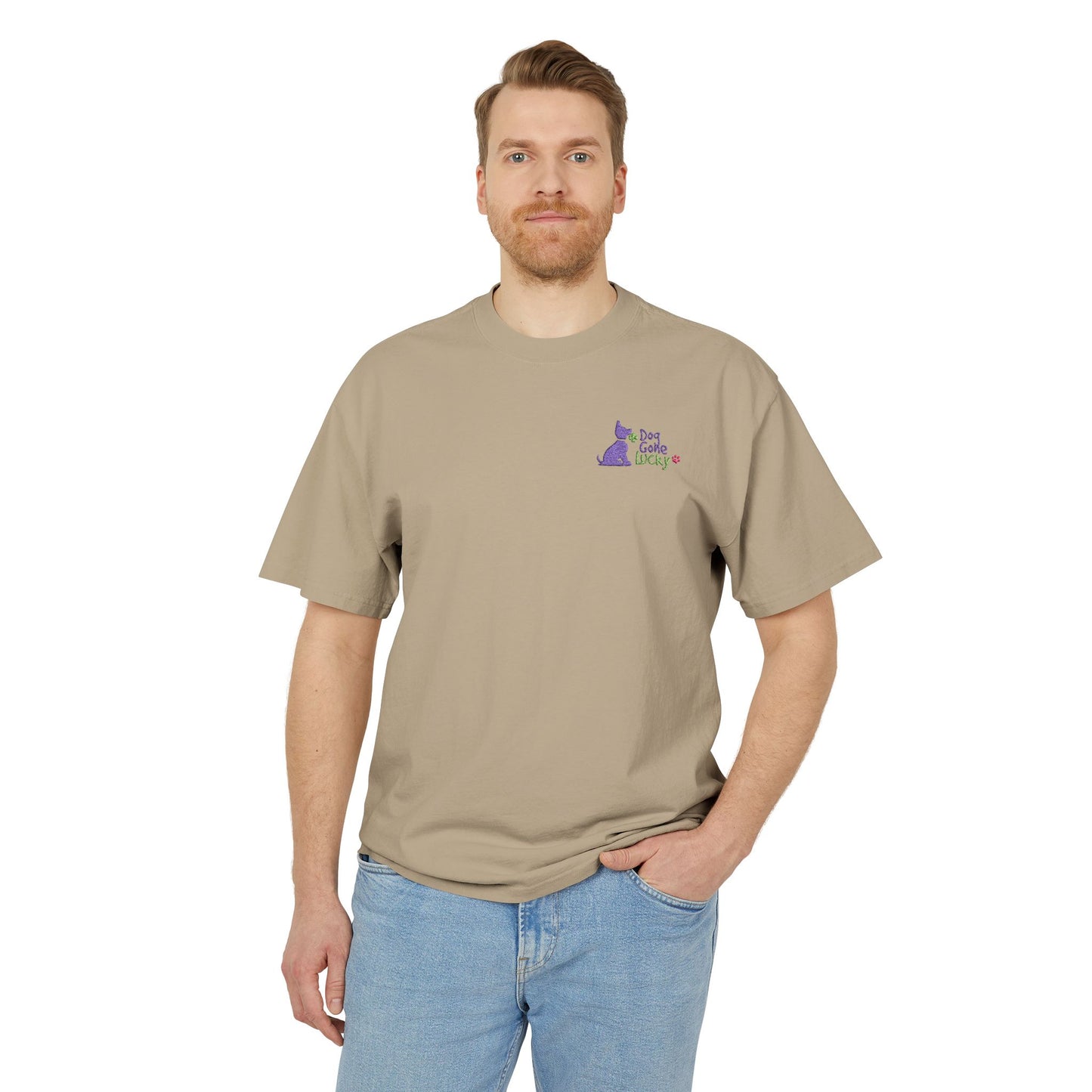Doggone Lucky Embroidered Adult Faded Tee - Lucky Pup