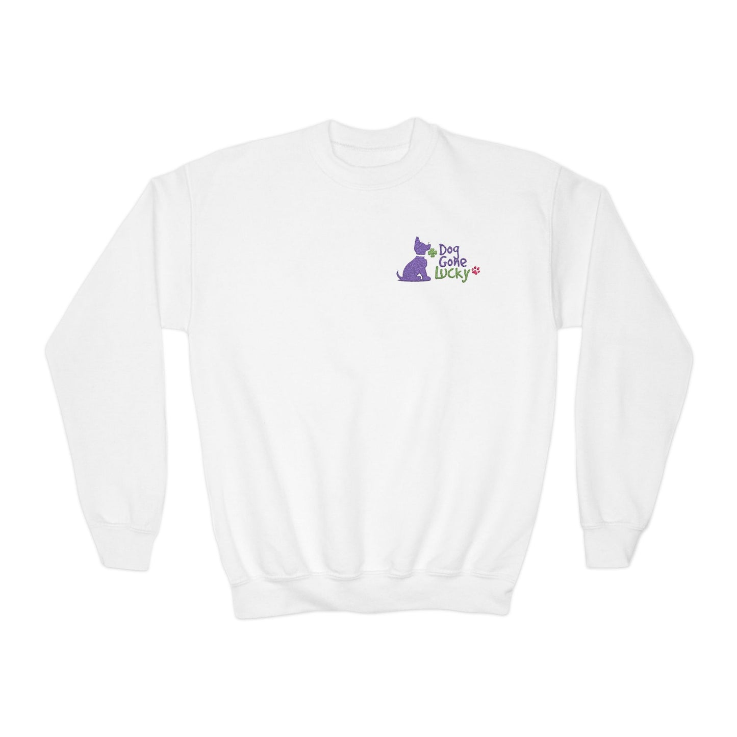 Doggone Lucky Embroidered Youth Crewneck Sweatshirt