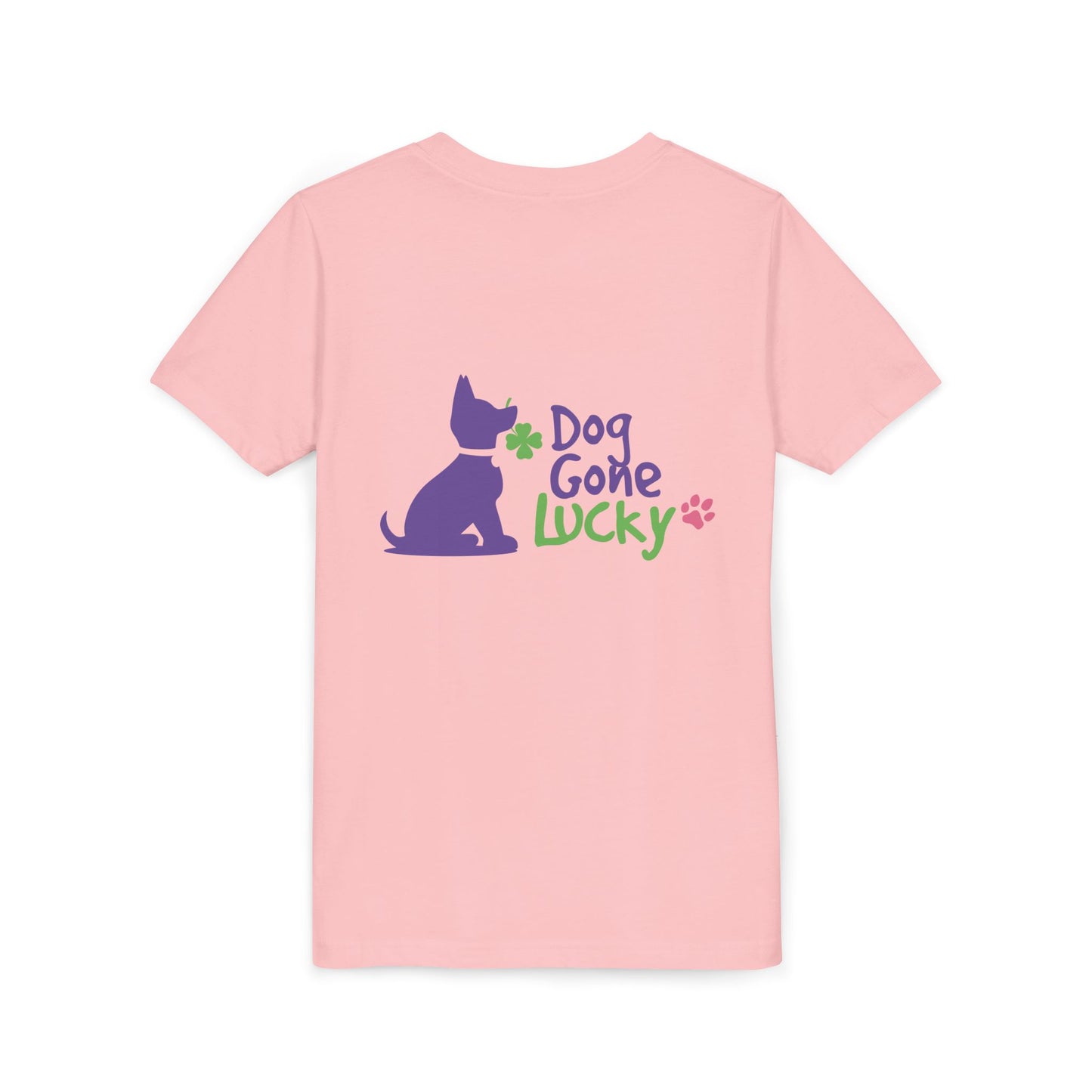 Doggone Lucky Personalized Neck Label Youth Tee - Cute Lucky Pup on Front and Back