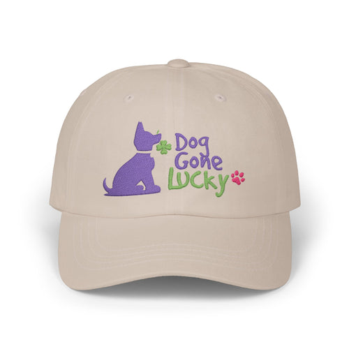 Doggone Lucky Dad Cap — Embroidered Purple Pup Baseball Hat