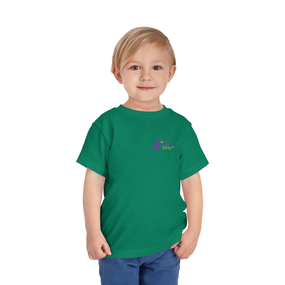 Doggone Lucky Personalized Toddler Tee - "Dog Gone Lucky" Cute Purple Pup St. Patrick's Day Shirt