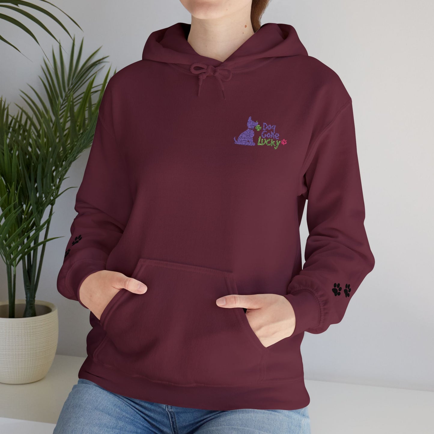 Doggone Lucky Adult Hoodie - Embroidered Lucky Pup on Chest