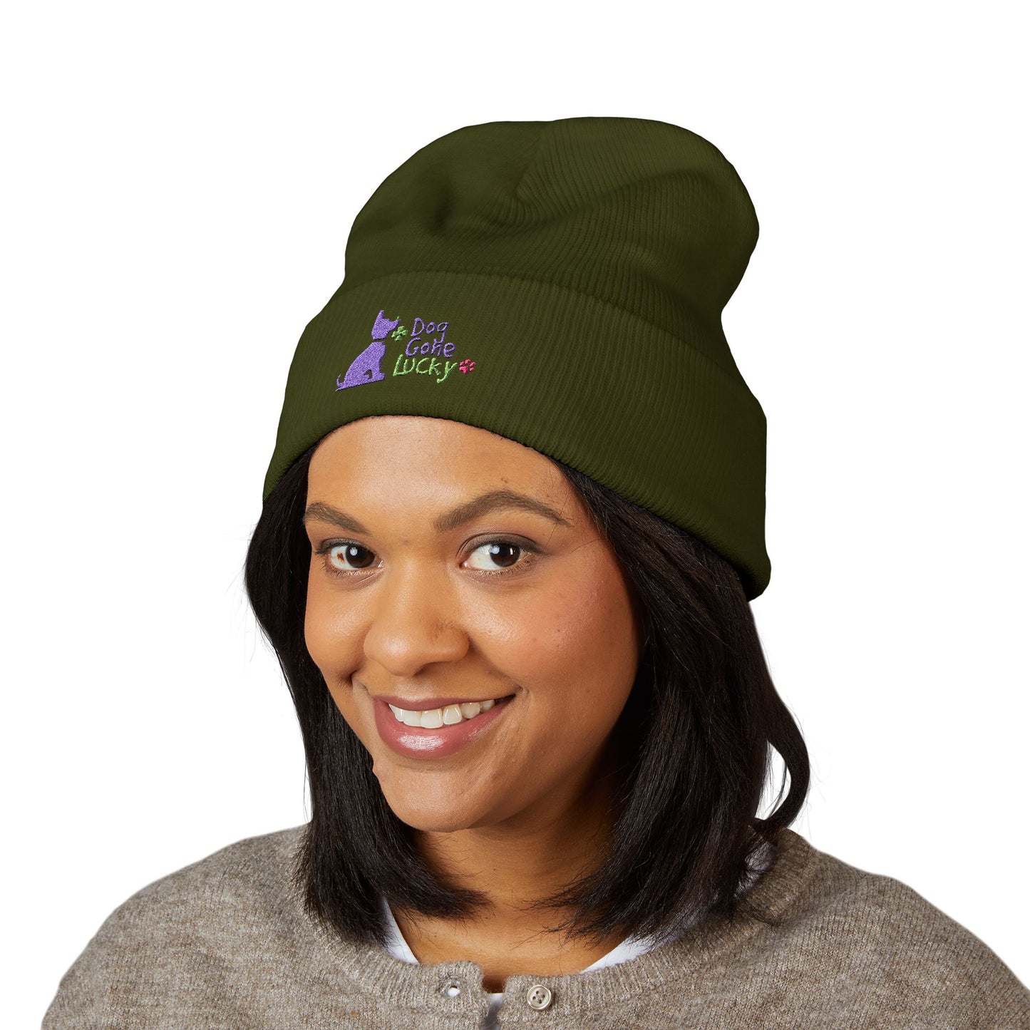 Doggone Lucky Embroidered Beanie