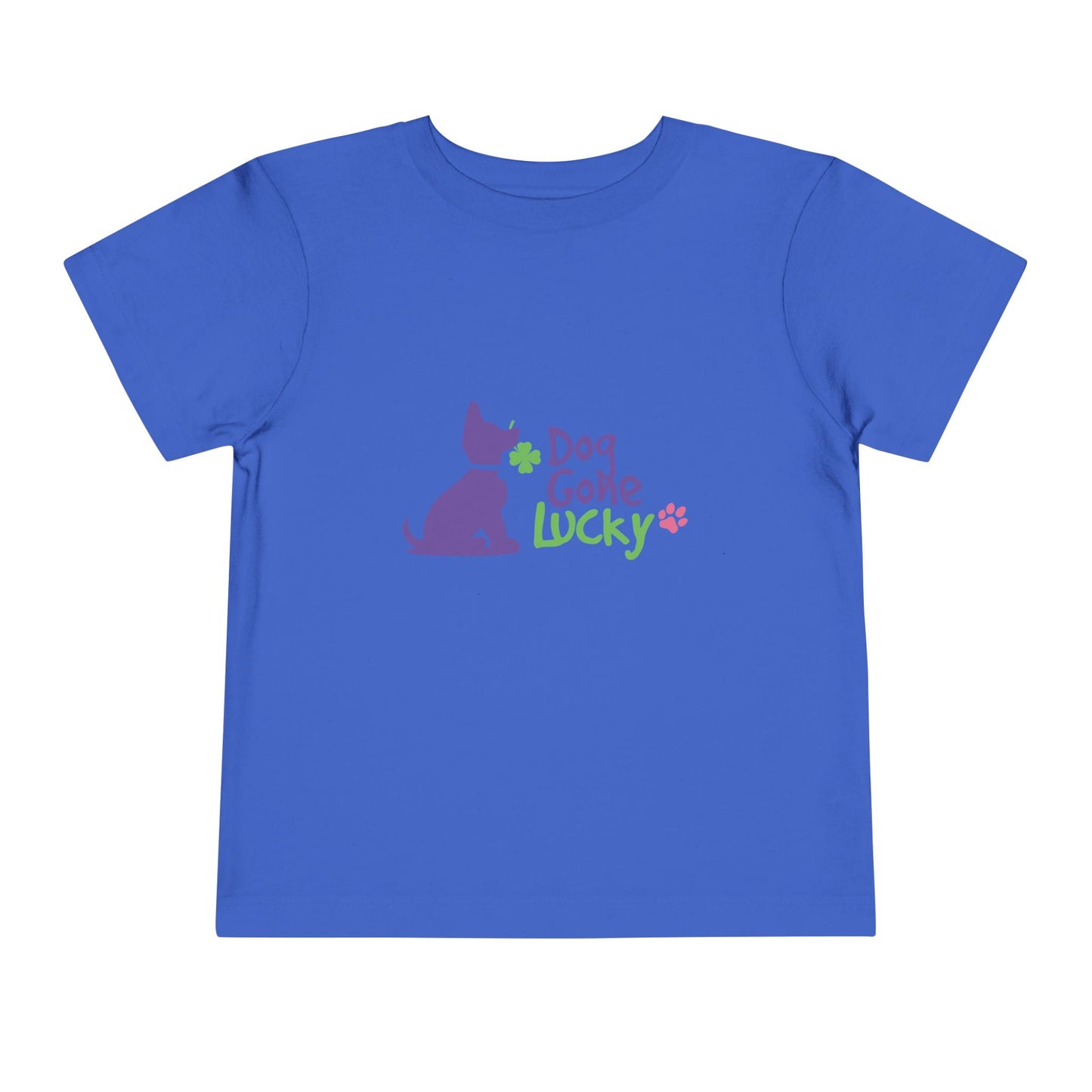 Doggone Lucky Personalized Neck Label Toddler Tee - Cute Large Lucky Pup on front and back