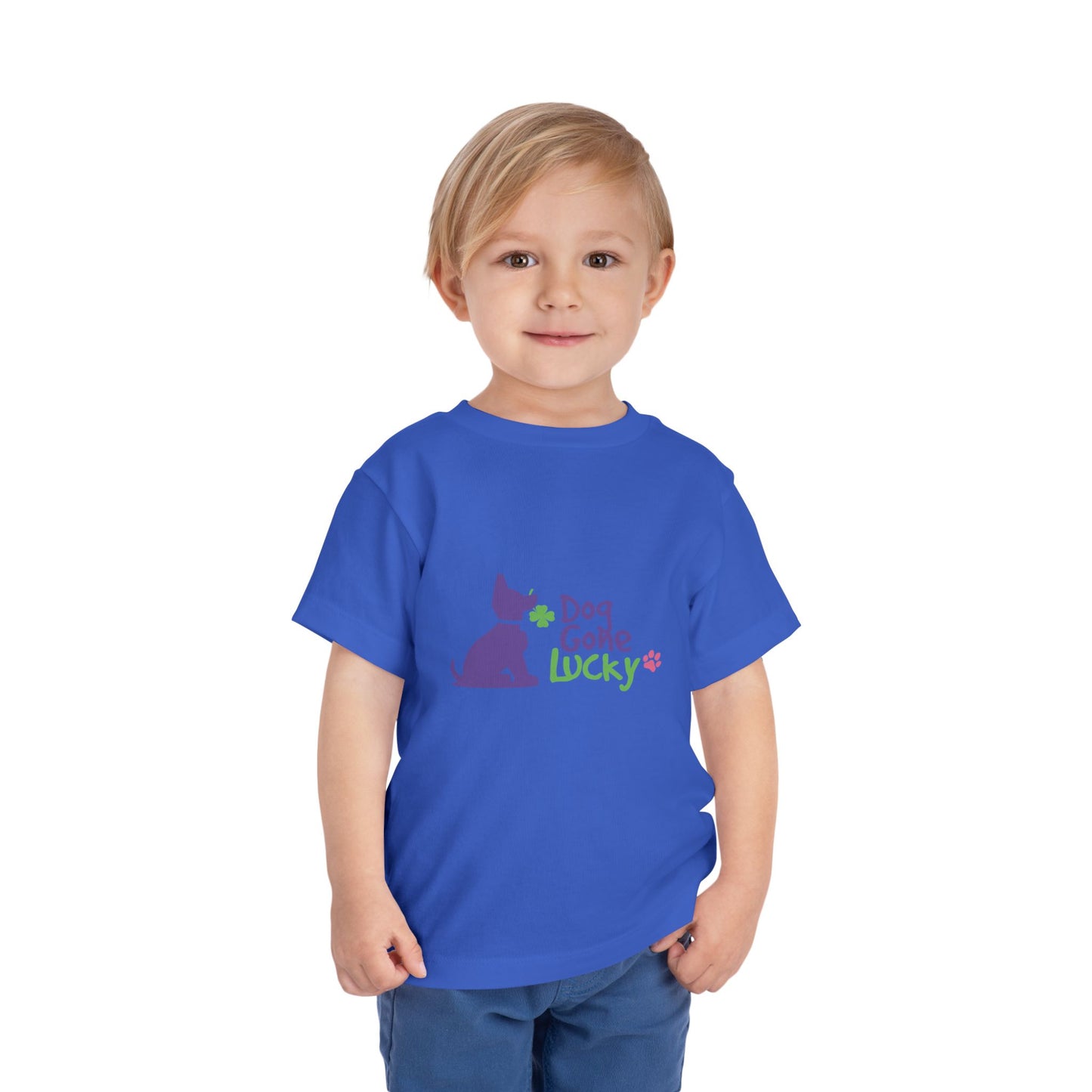 Dog Gone Lucky Toddler Tee - Cute Purple Lucky Pup on front and back