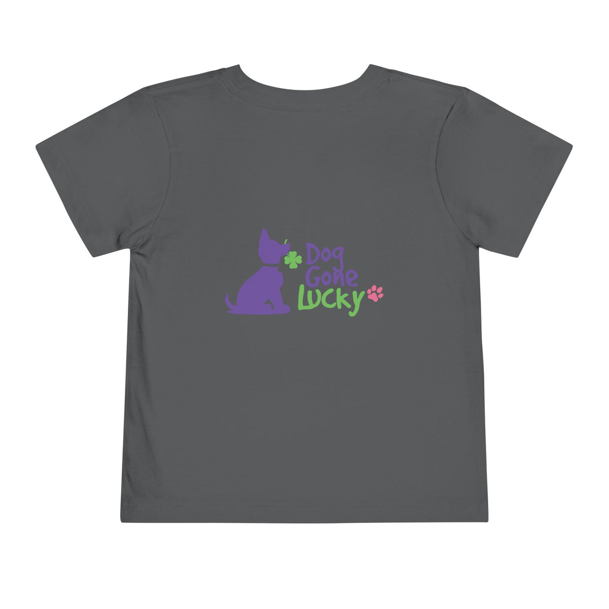 Doggone Lucky Personalized Neck Label Toddler Tee - Printed Lucky Pup on Front and Back