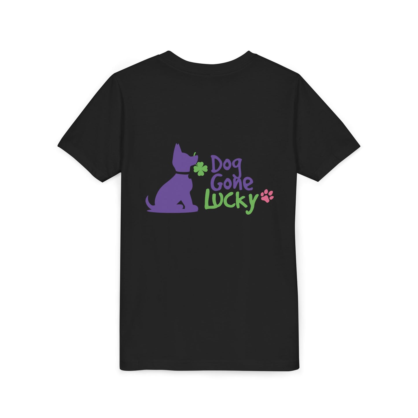 Doggone Lucky Personalized Neck Label Youth Tee - Cute Lucky Pup on Front and Back
