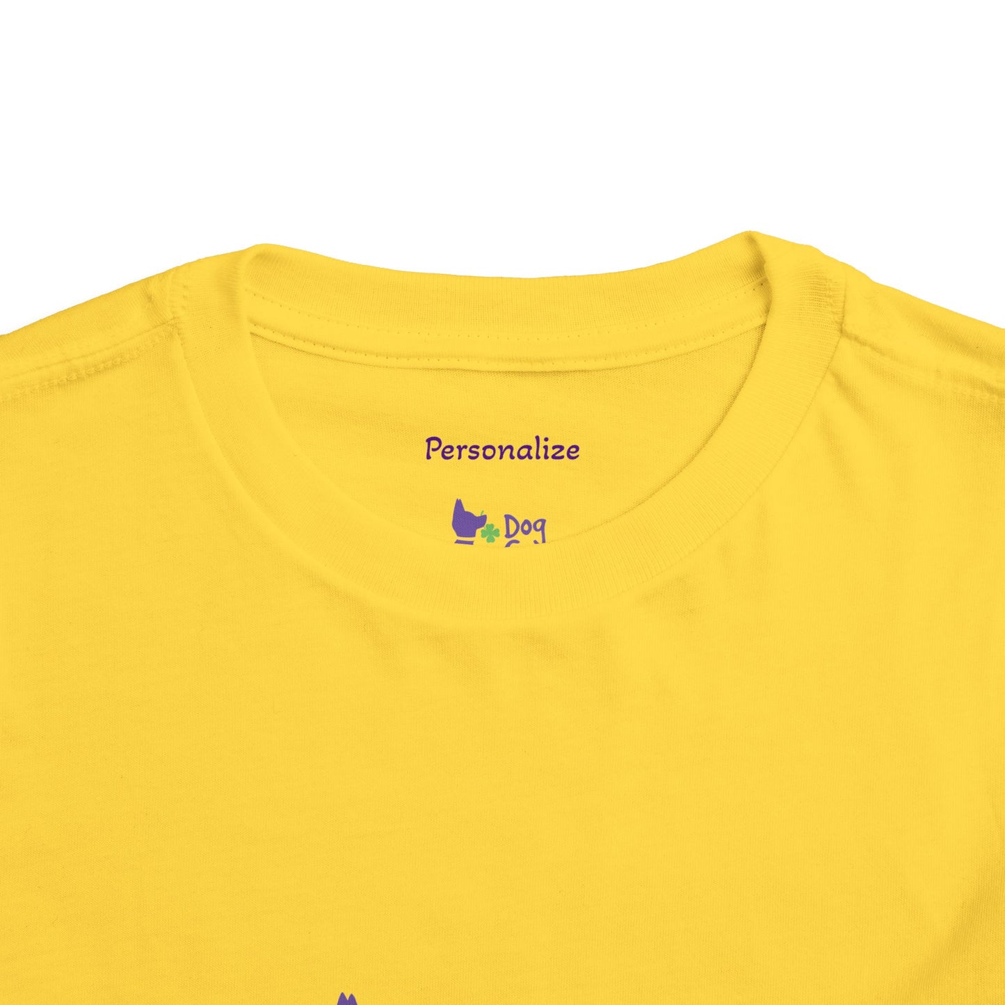 Doggone Lucky Personalized Neck Label Toddler Tee - Cute Large Lucky Pup on front and back