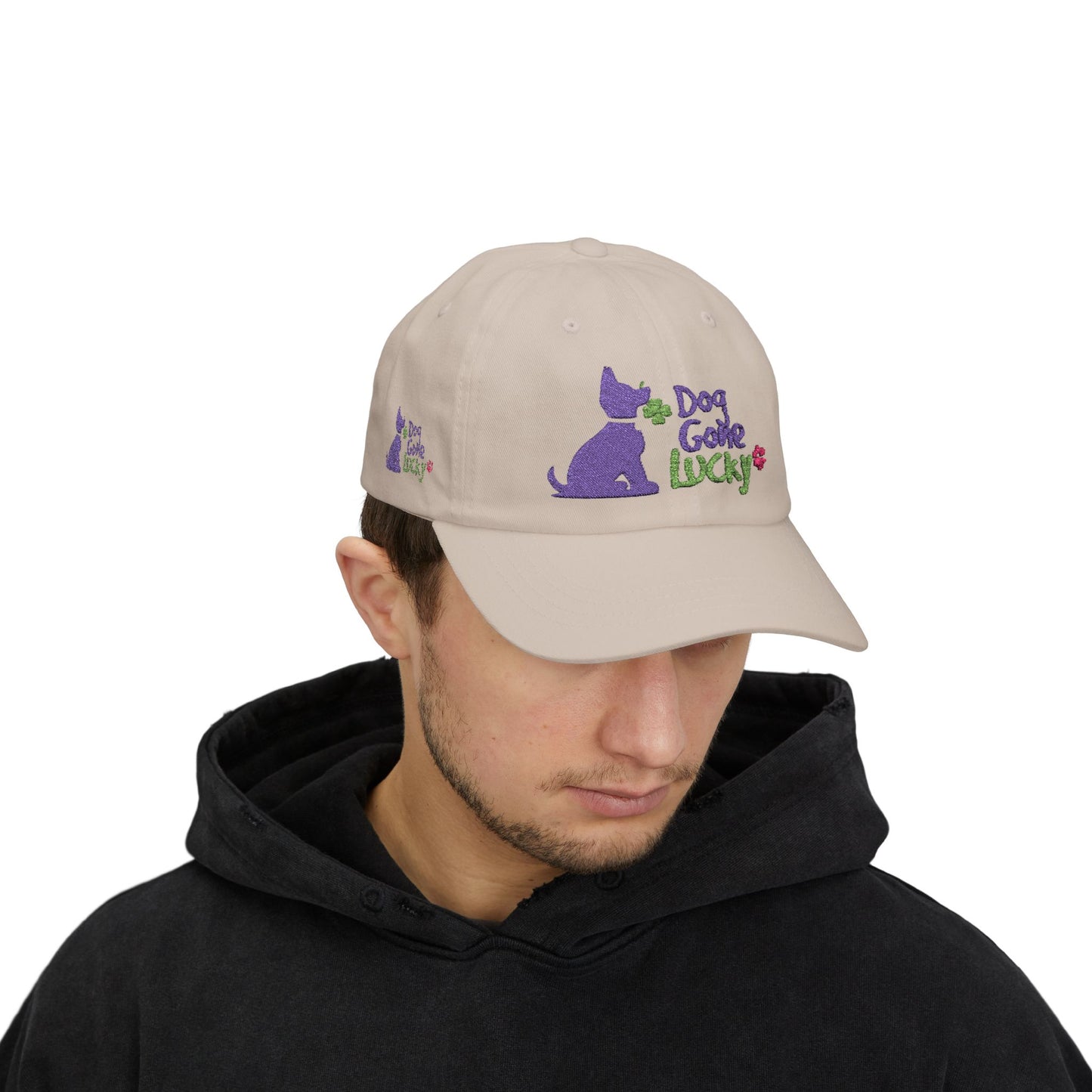 Doggone Lucky Dad Cap — Embroidered Purple Pup Baseball Hat
