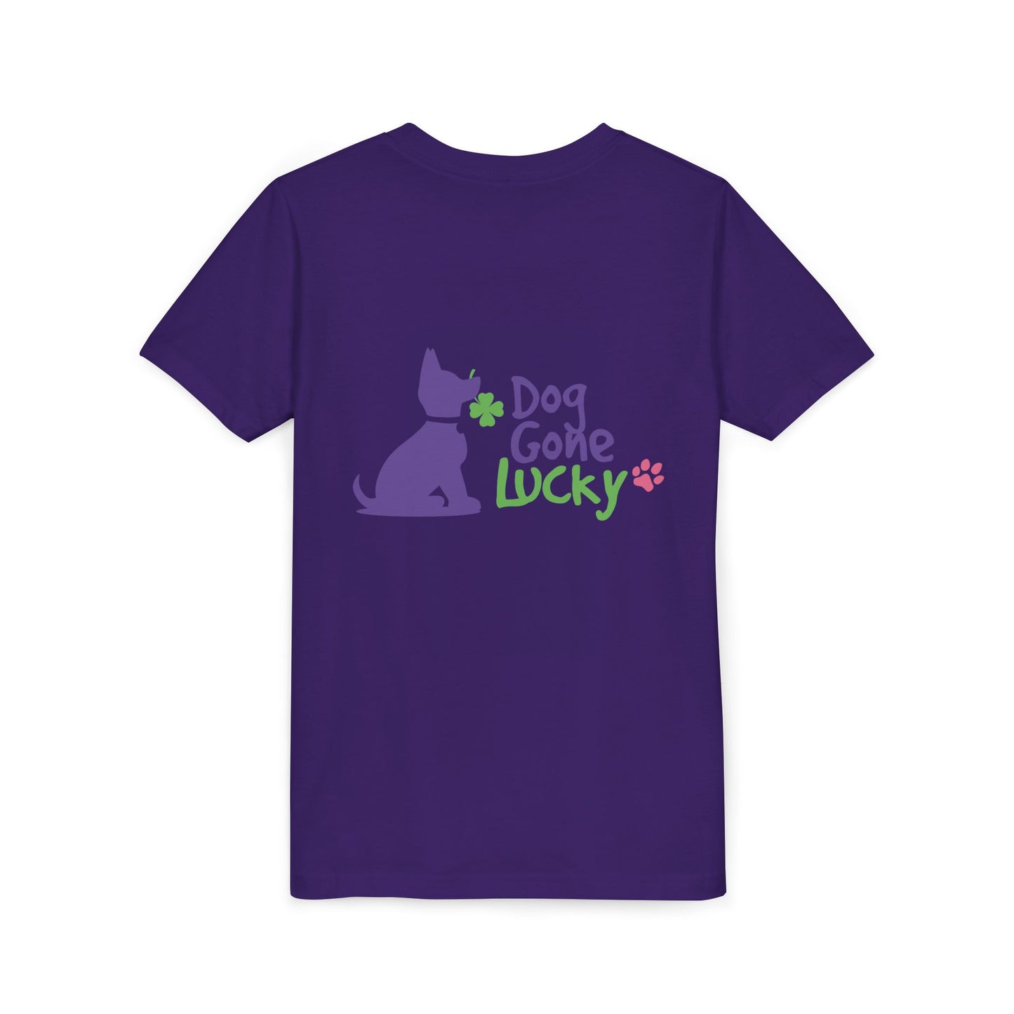 Doggone Lucky Personalized Neck Label Youth Tee - Cute Lucky Pup on Front and Back