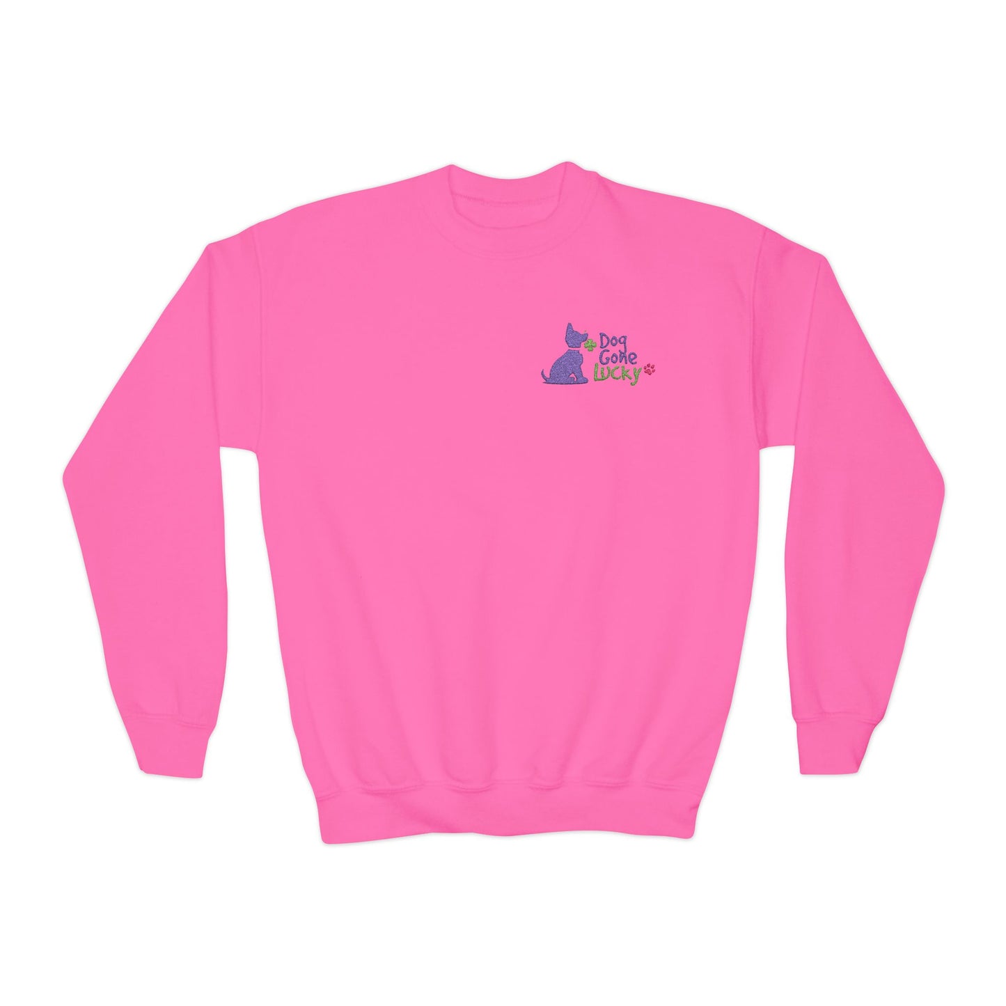 Doggone Lucky Embroidered Youth Crewneck Sweatshirt