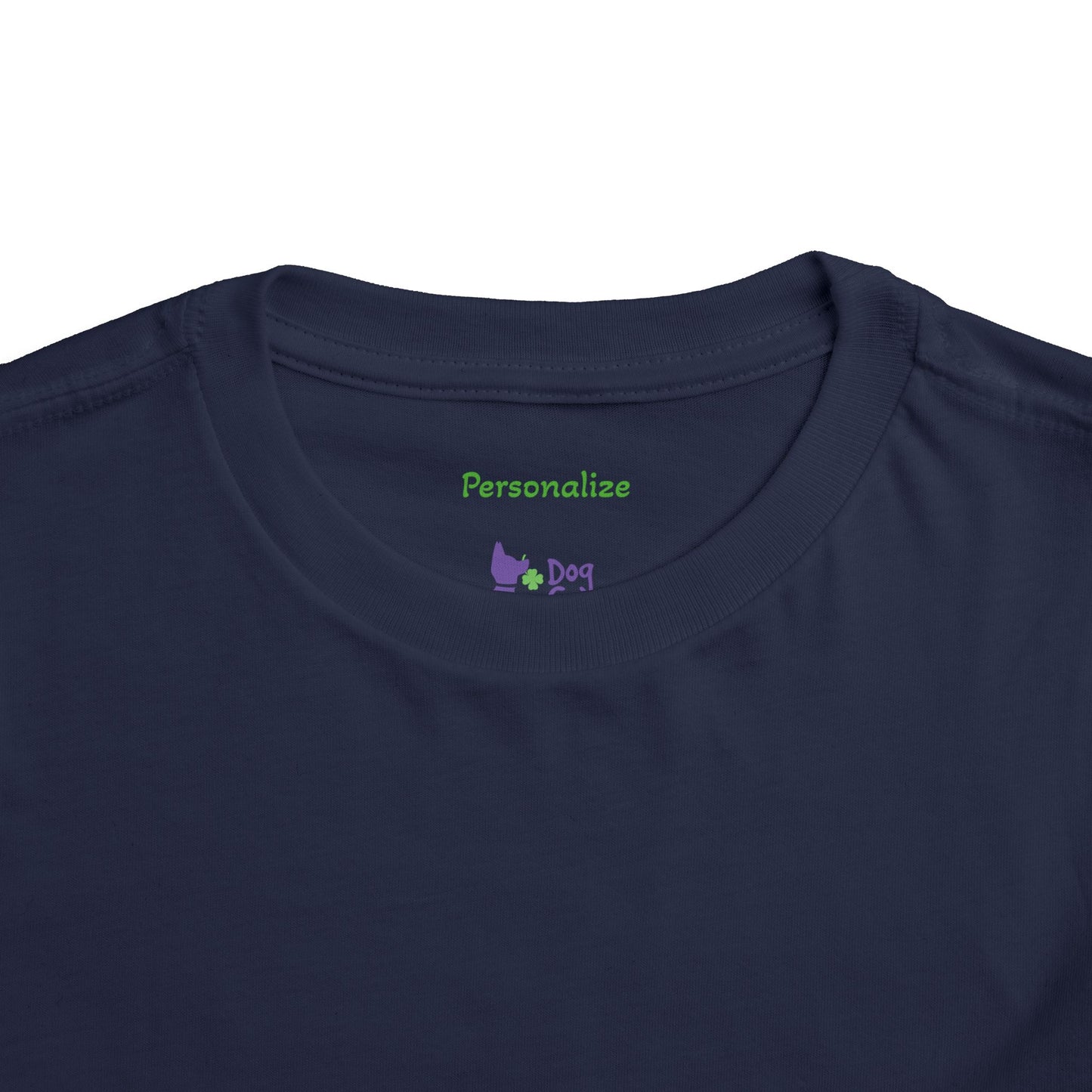 Doggone Lucky Personalized Neck Label Toddler Tee - Cute Large Lucky Pup on front and back